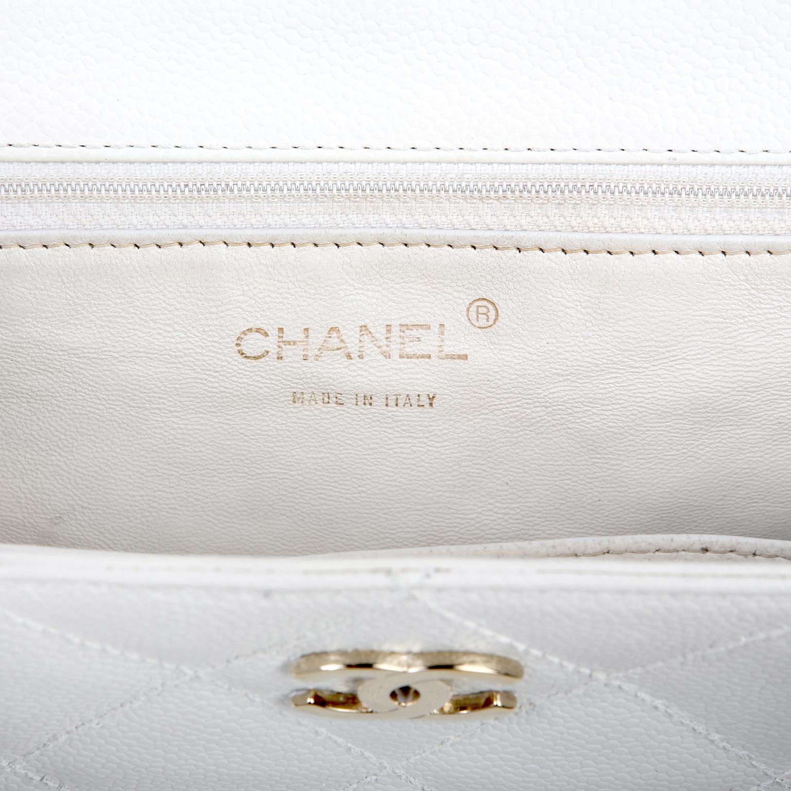 Chanel White Caviar Leather Tote Bag 1