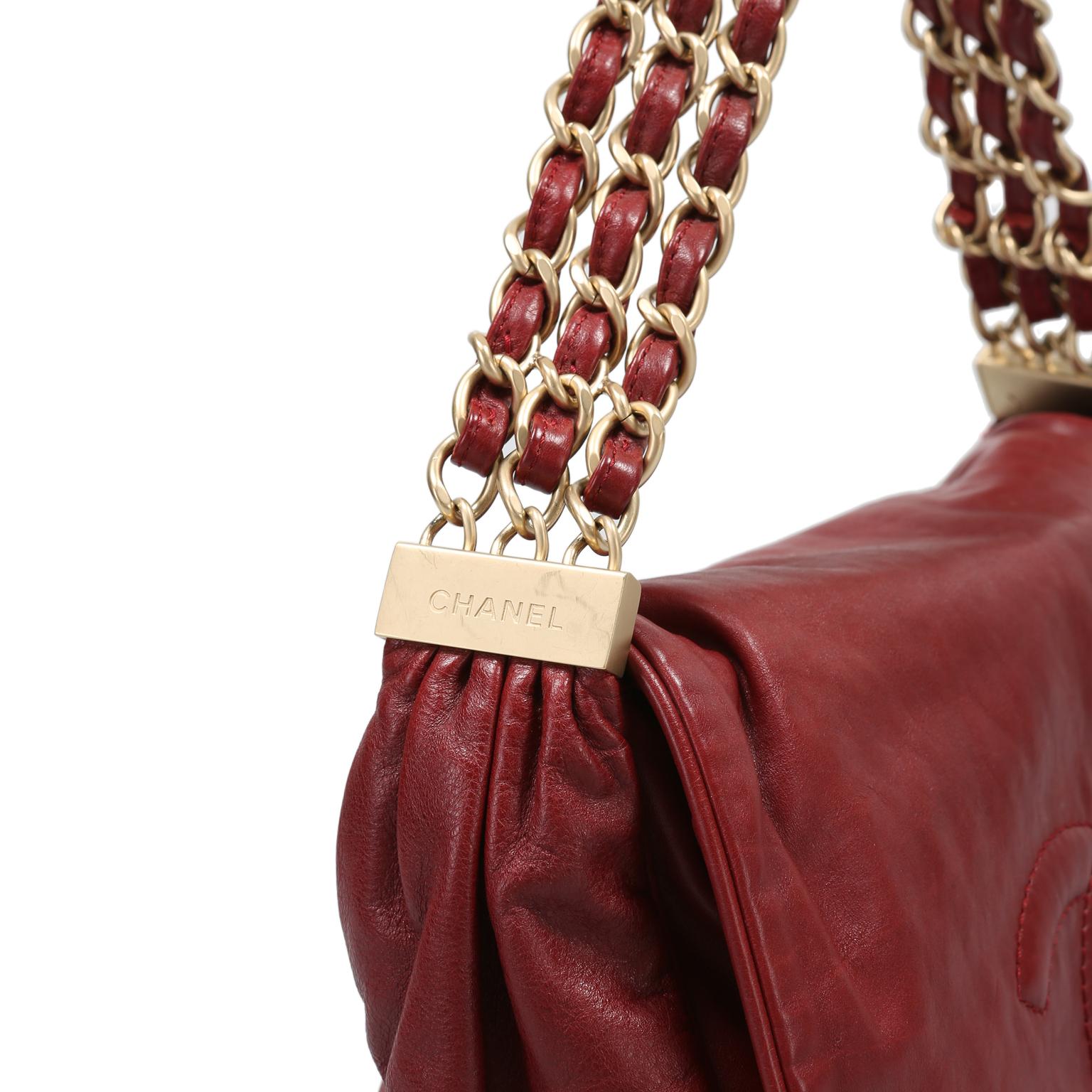 Chanel Red Lambskin Triple Chain Strap Bag 1