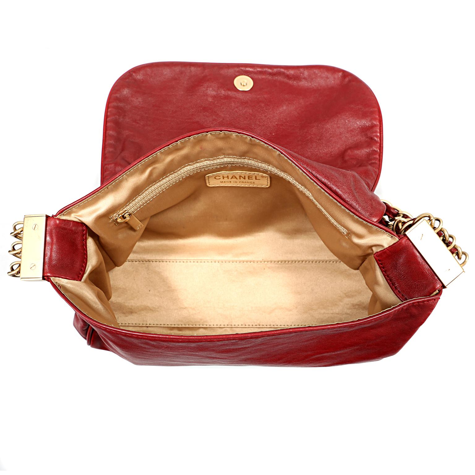 Chanel Red Lambskin Triple Chain Strap Bag 3