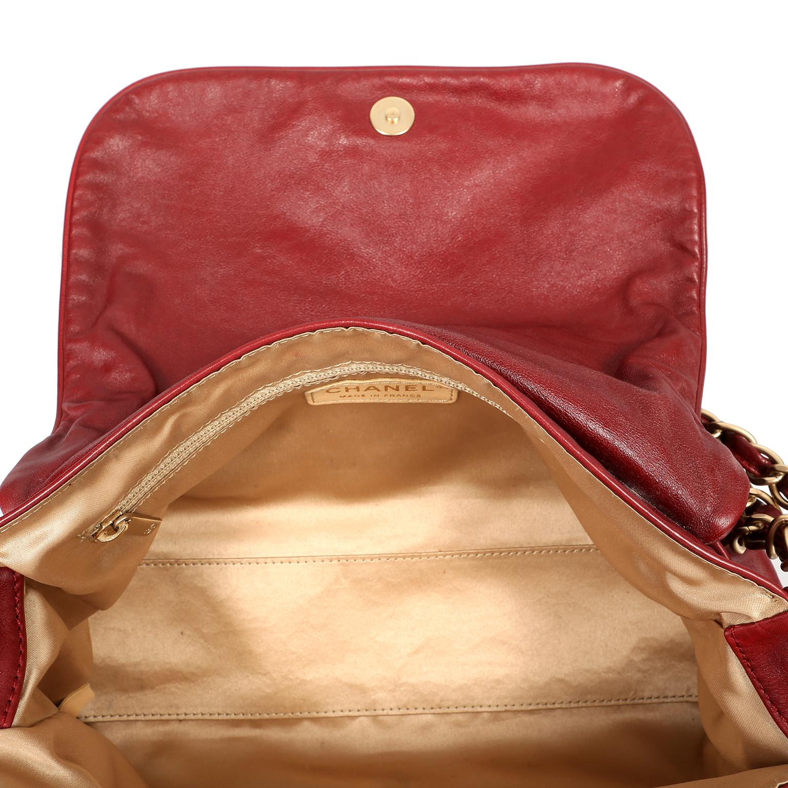 Chanel Red Lambskin Triple Chain Strap Bag 4