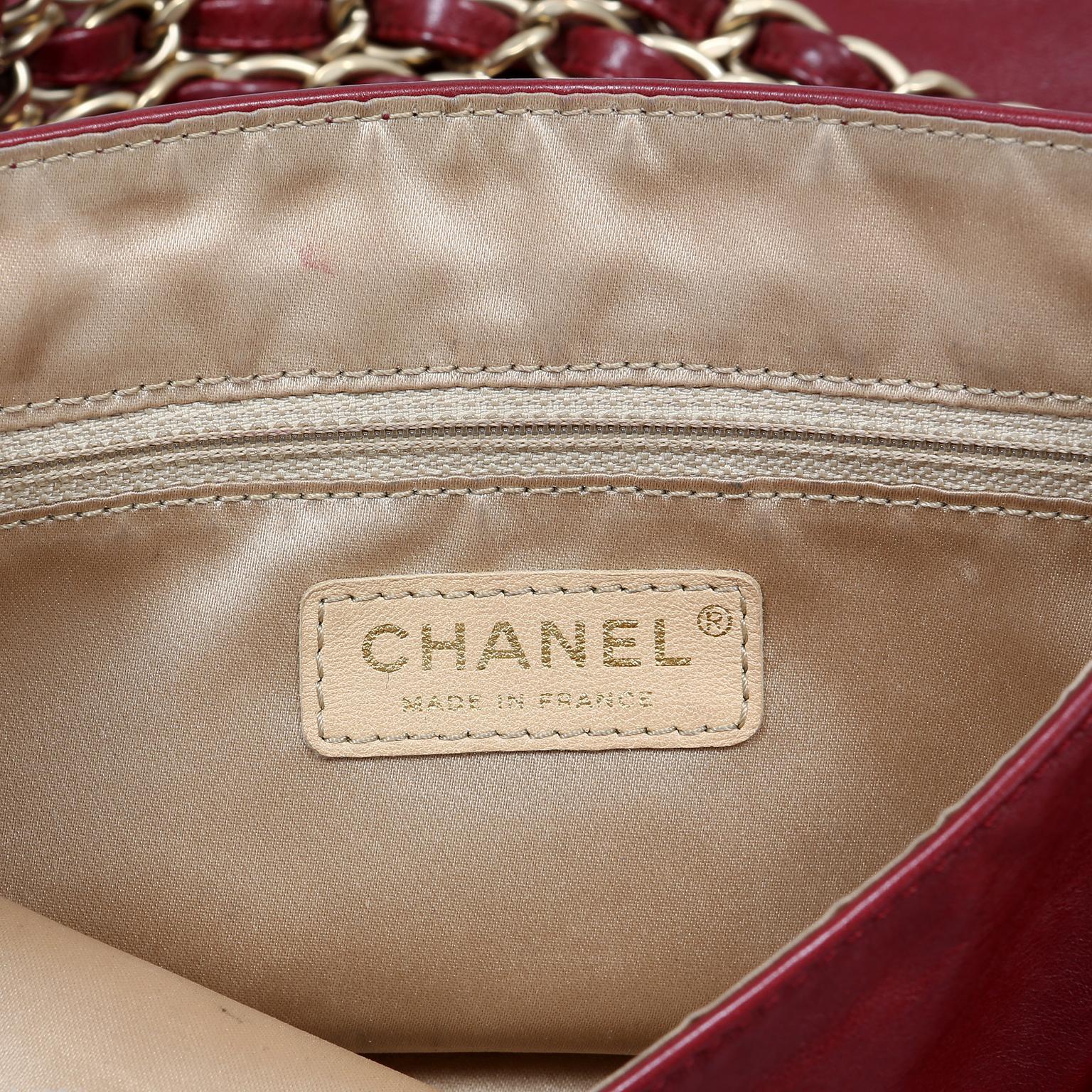 Chanel Red Lambskin Triple Chain Strap Bag 5