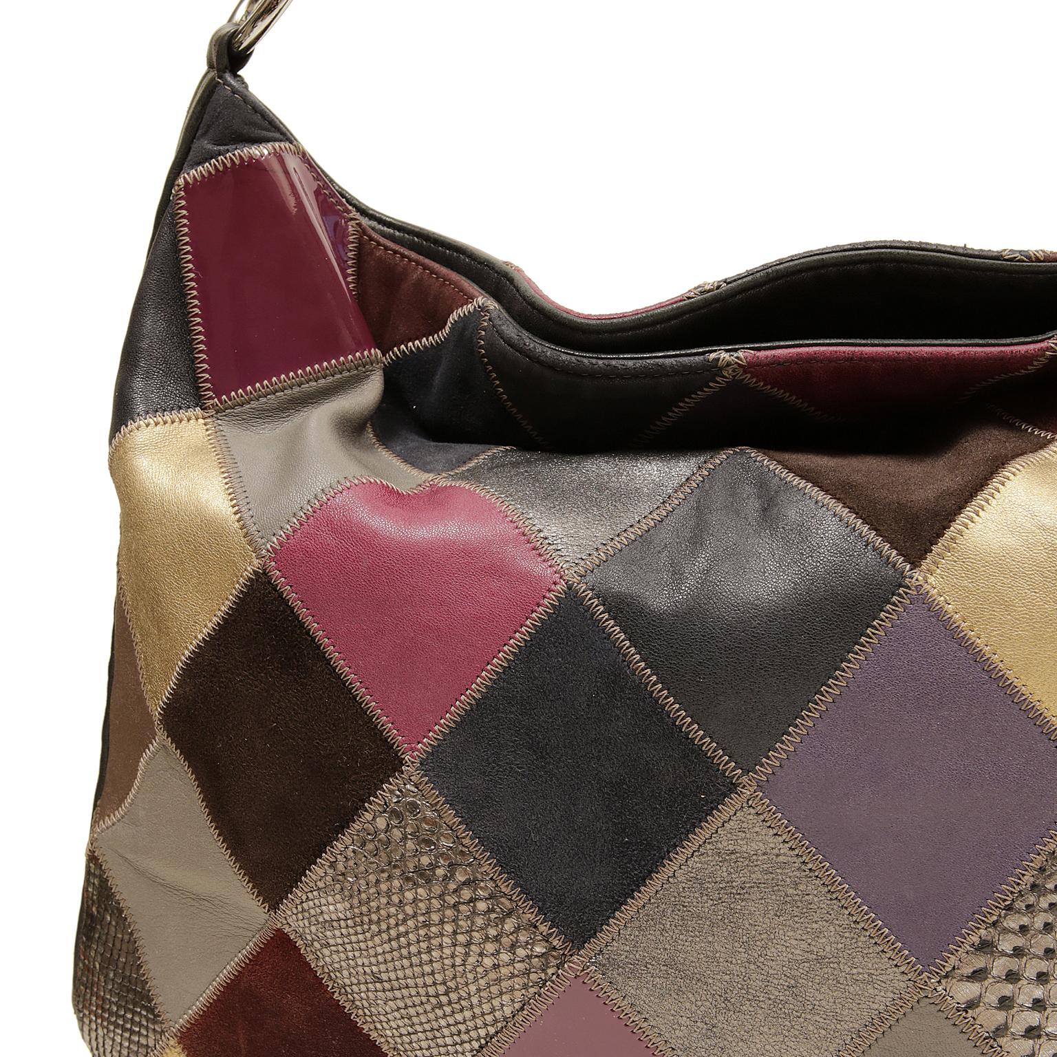 Women's Chanel Multicolor Python Suede Leather Patchwork Hobo