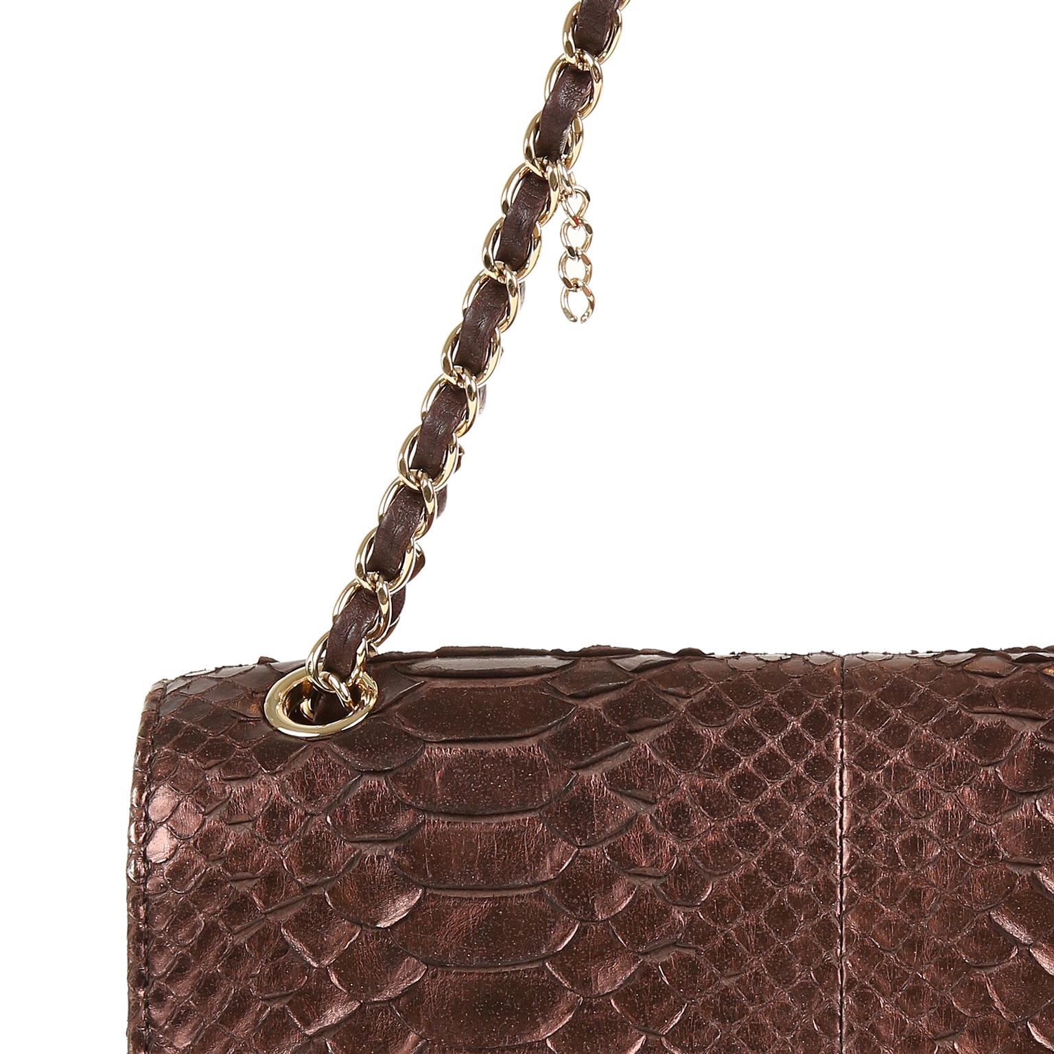 Chanel Metallic Plum Python Classic Flap Bag 2