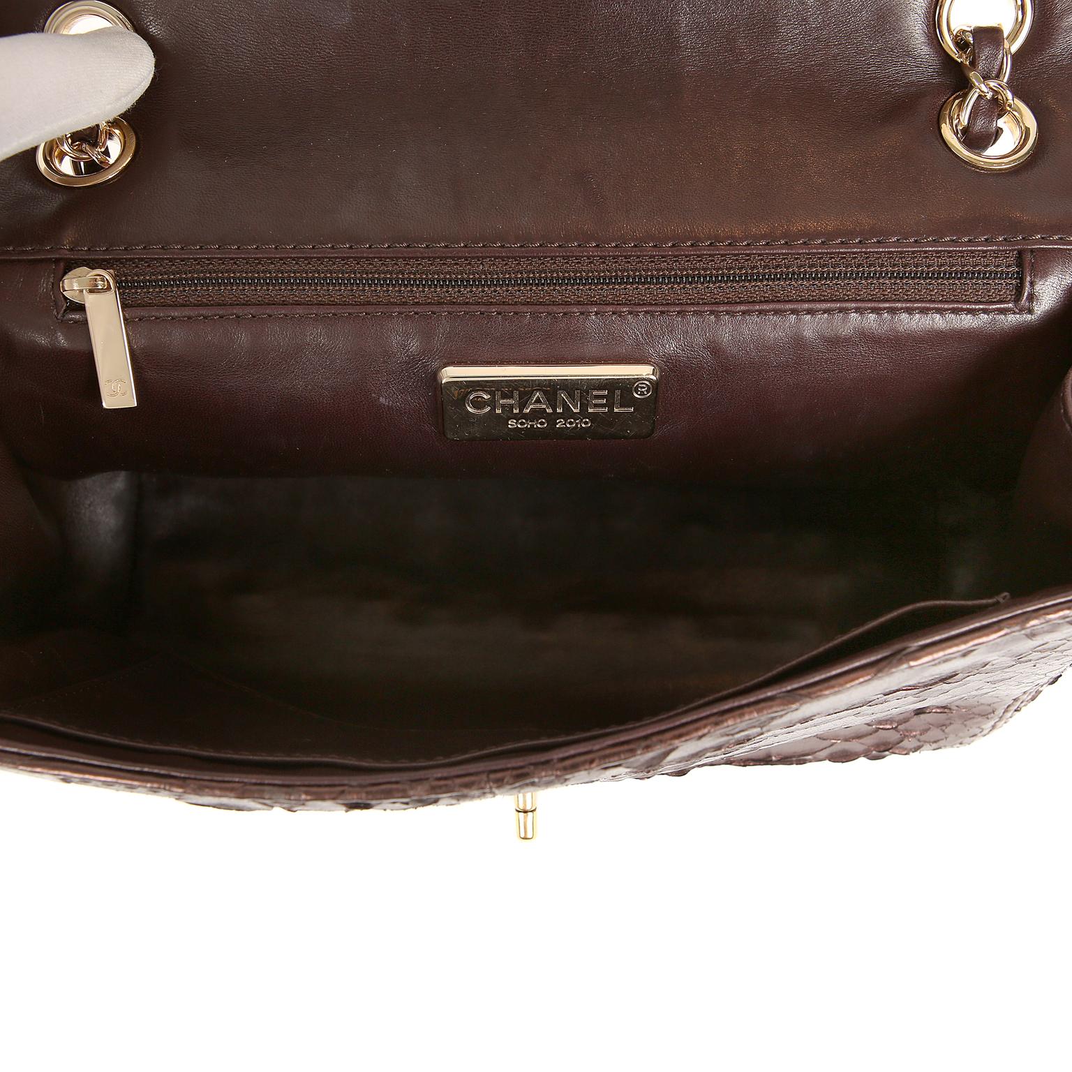 Chanel Metallic Plum Python Classic Flap Bag 4