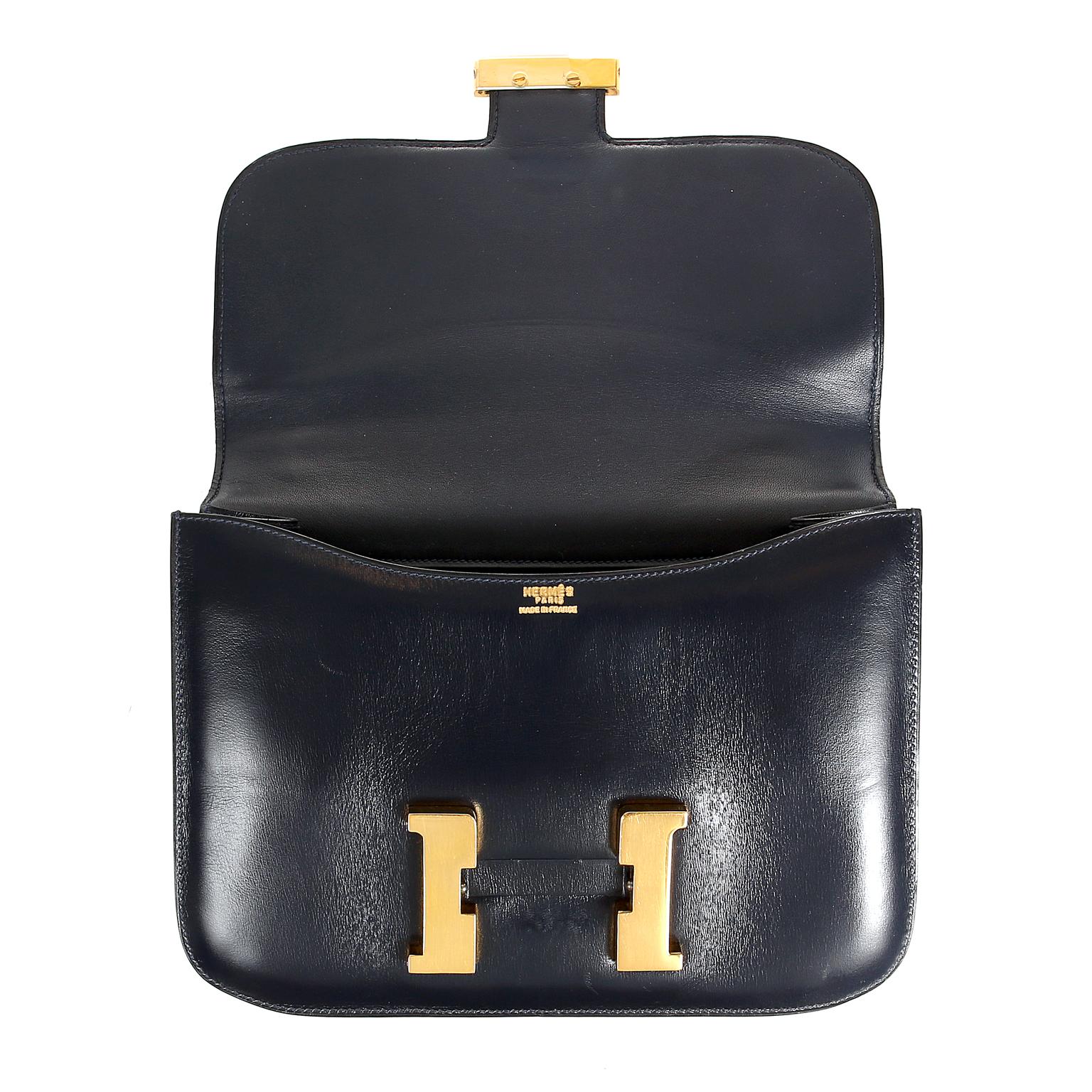 Hermes Navy Indigo Box Calf Constance 23 Bag In Excellent Condition In Palm Beach, FL