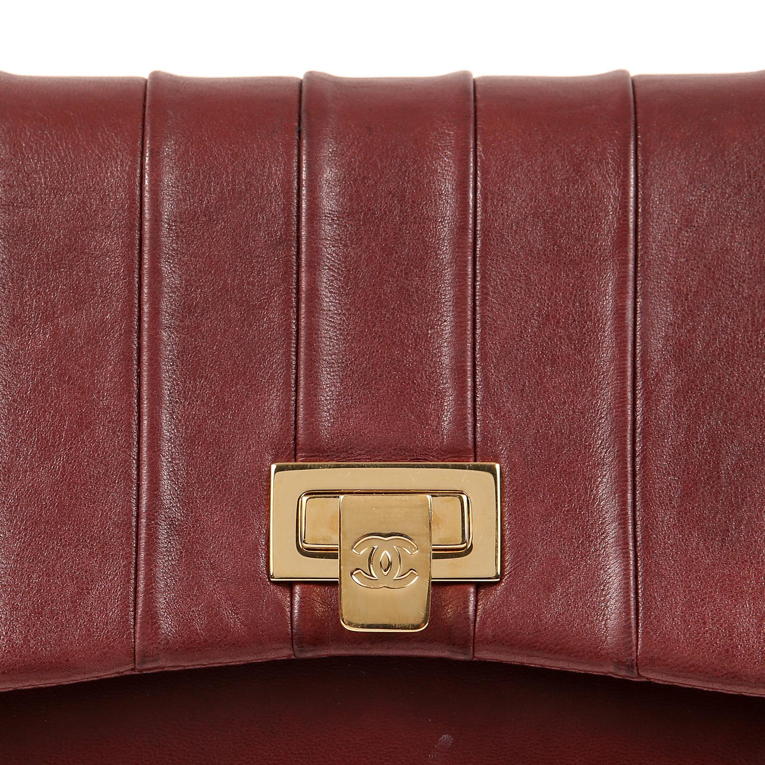 Women's Chanel Burgundy Leather Accordion Flap Bag