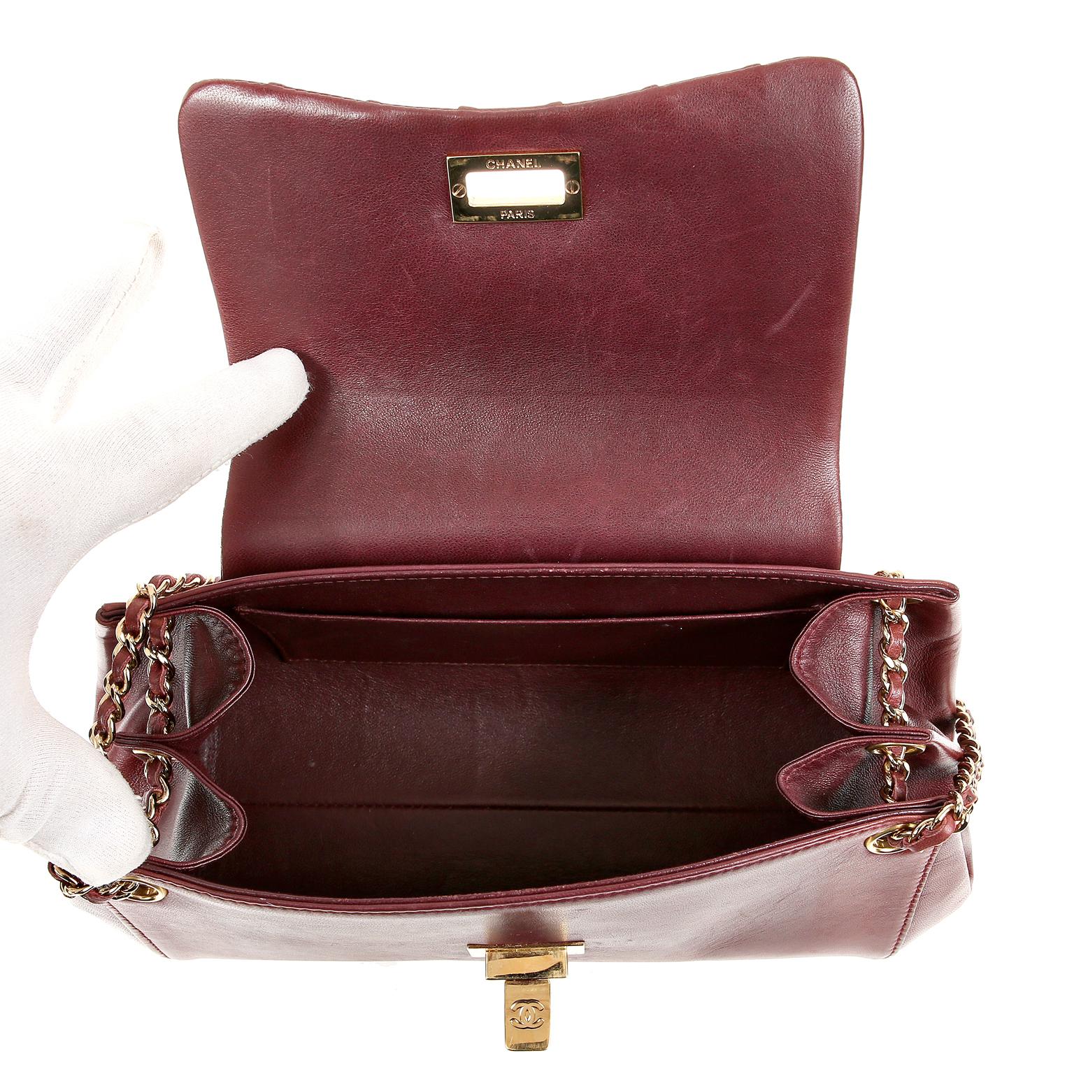 Chanel Burgundy Leather Accordion Flap Bag 2