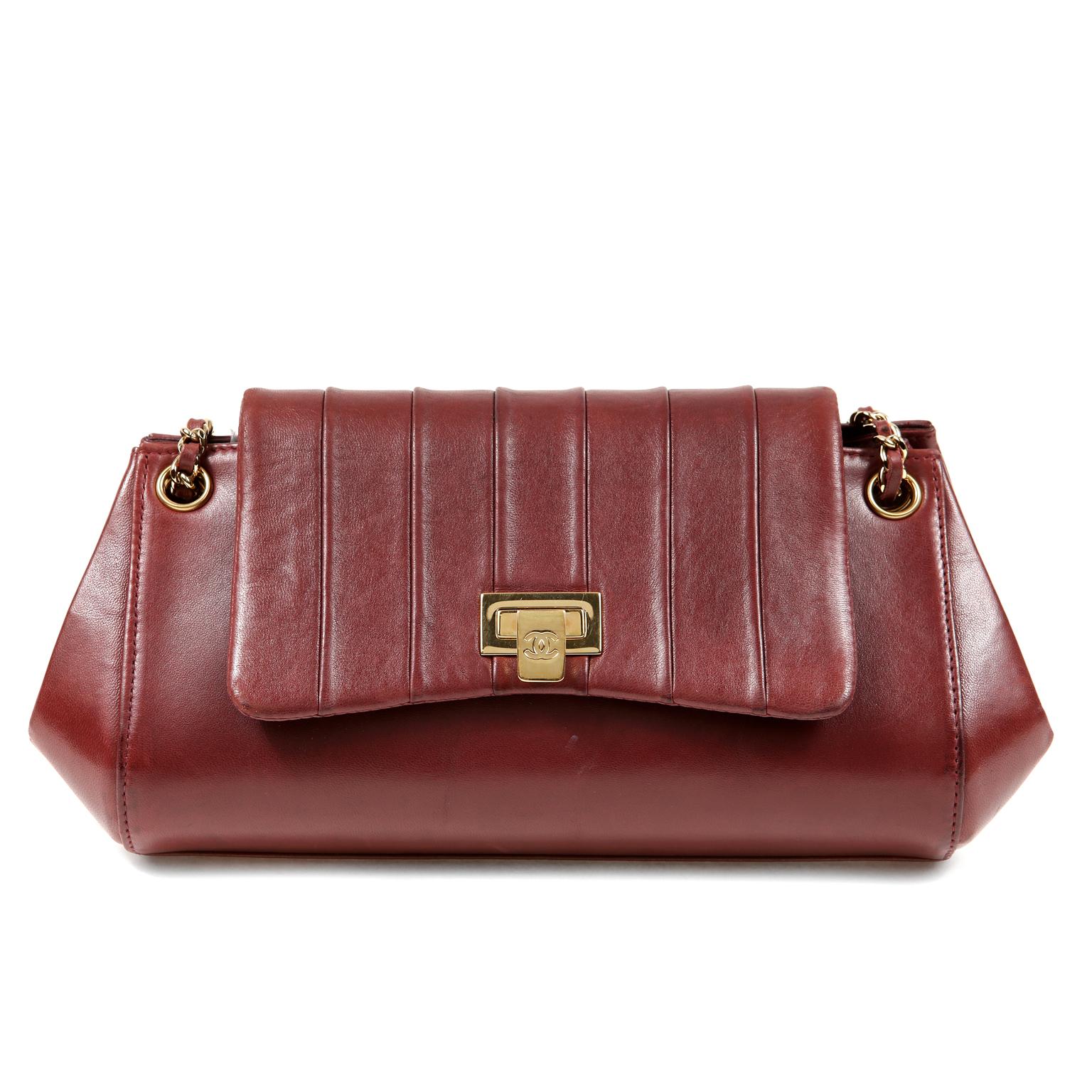 Chanel Burgundy Leather Accordion Flap Bag 7