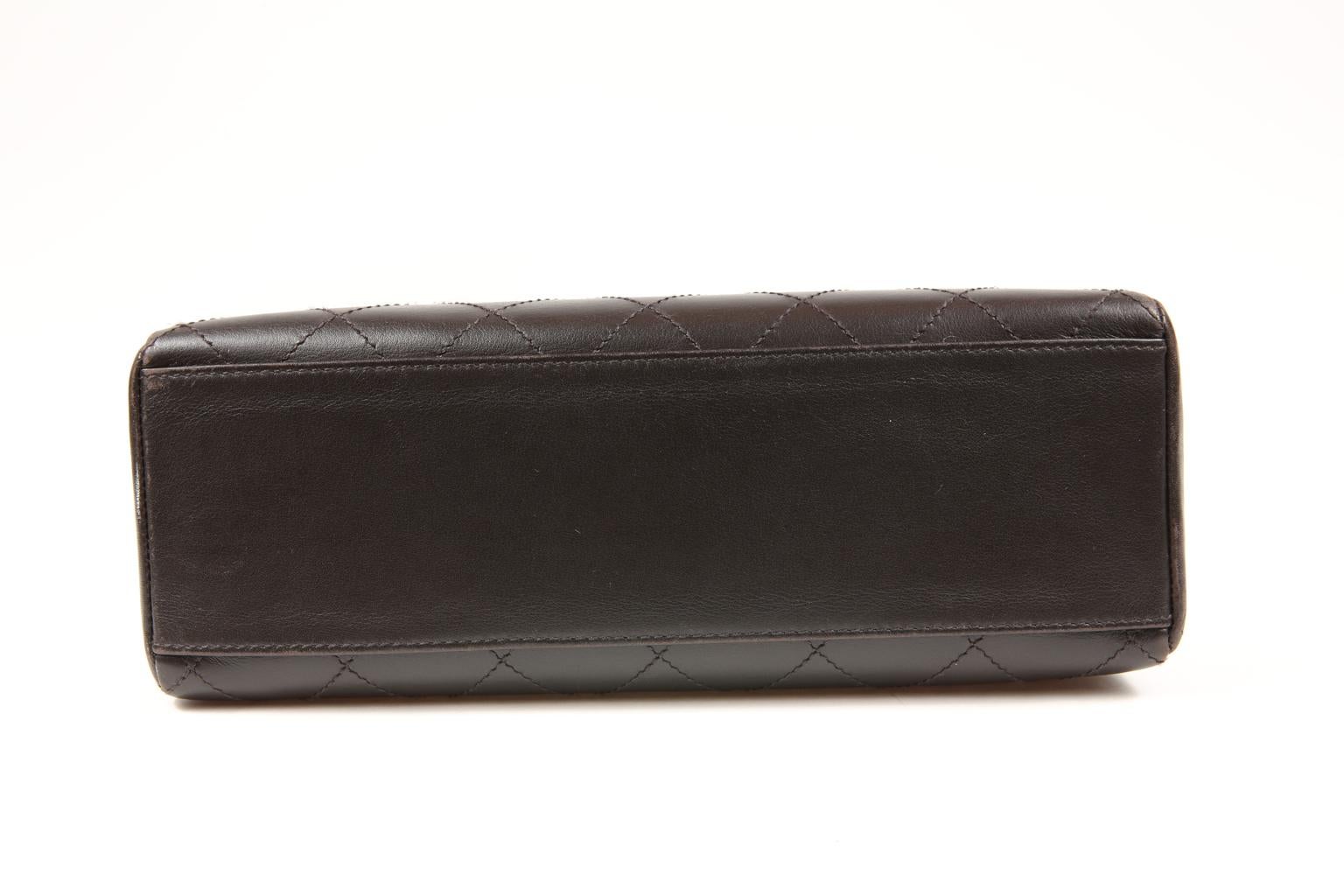 Chanel Brown Leather Flat Stitched Shoulder Bag 1