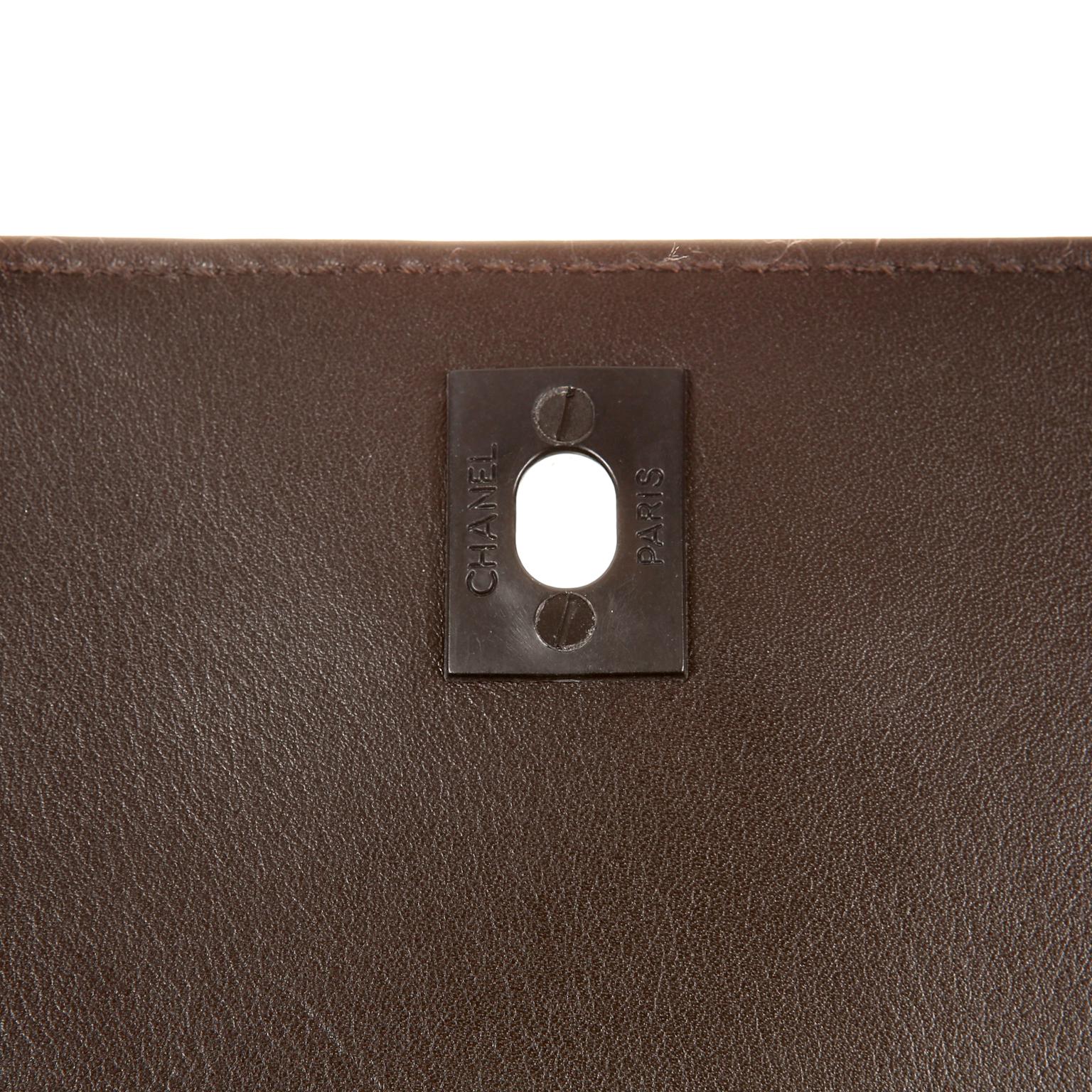 Chanel Brown Leather Flat Stitched Shoulder Bag 3