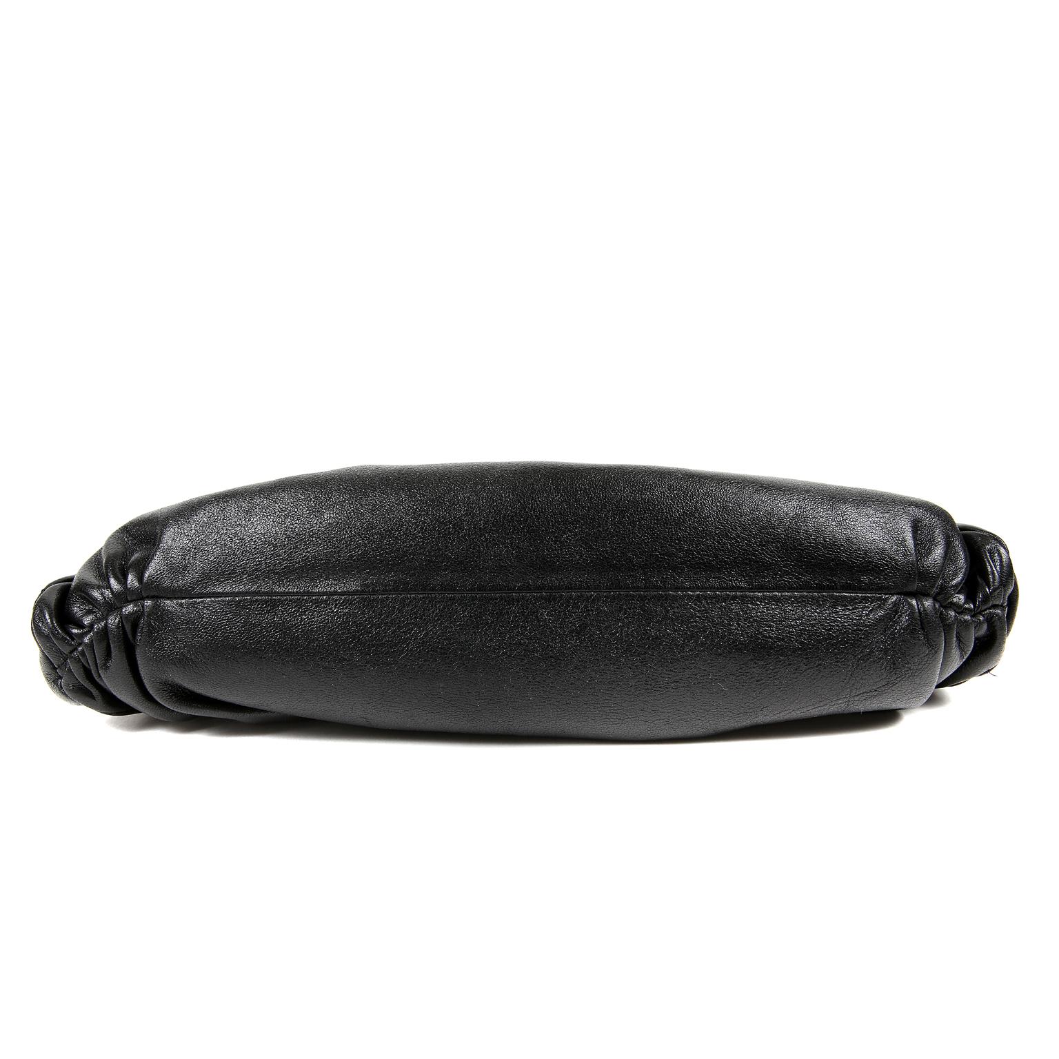 Women's Chanel Black Gathered Lambskin Clutch