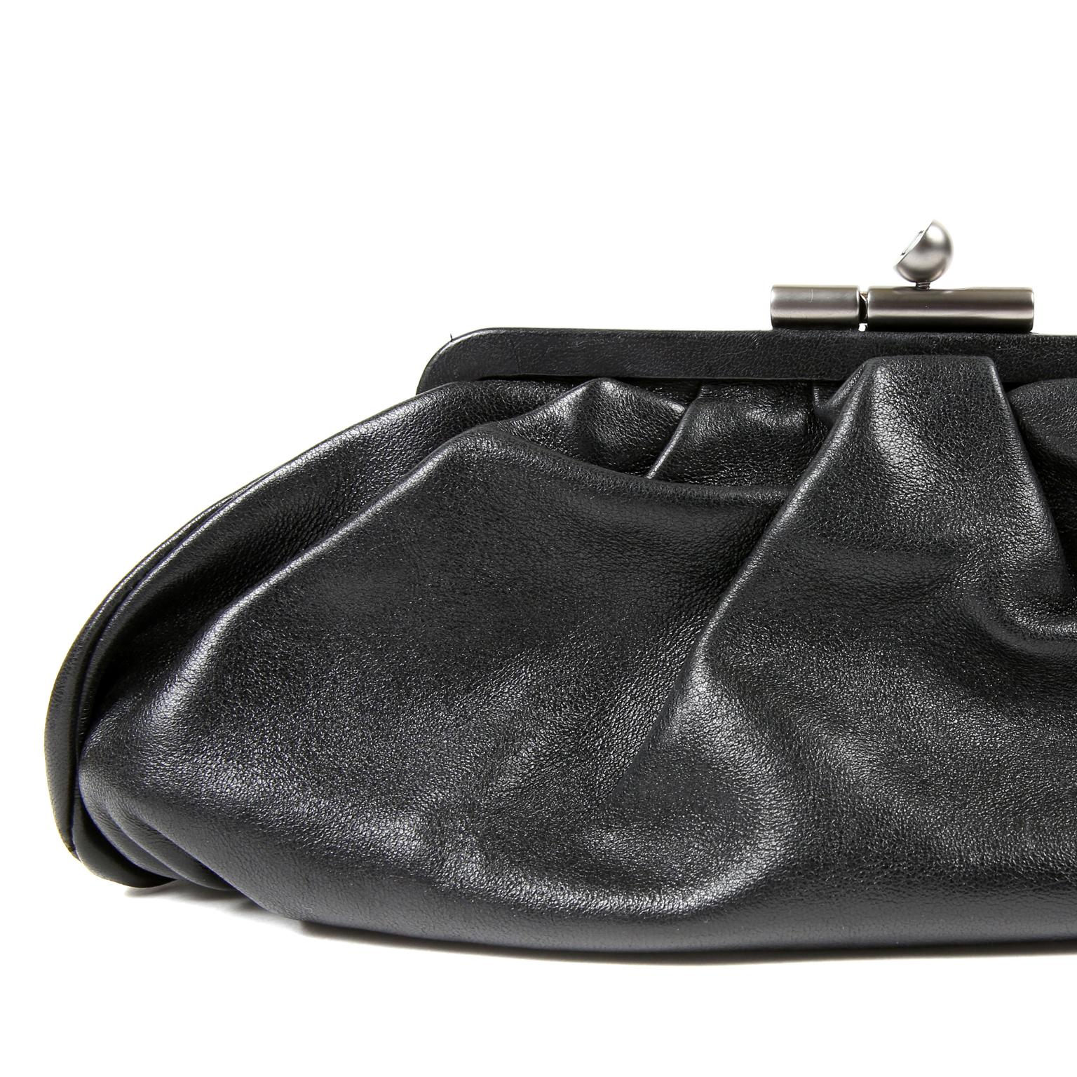 Chanel Black Gathered Lambskin Clutch 1