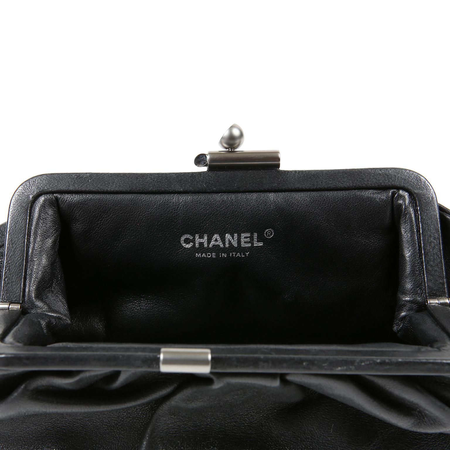 Chanel Black Gathered Lambskin Clutch 5
