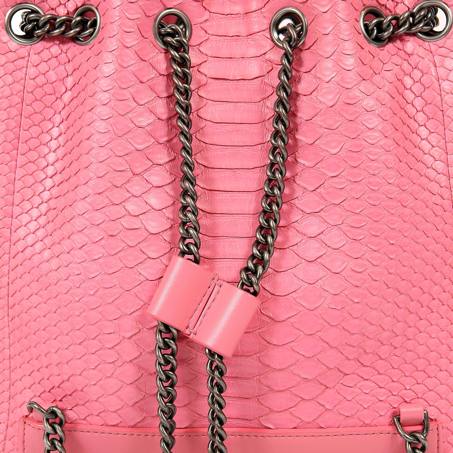 Chanel Pink Python Backpack 4
