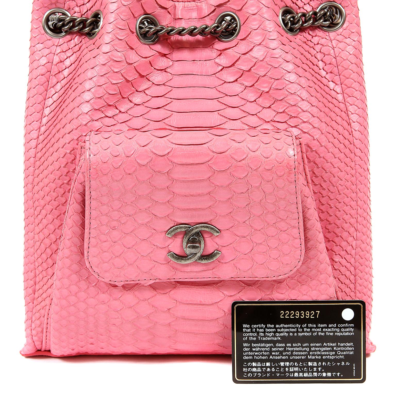 Chanel Pink Python Backpack 10