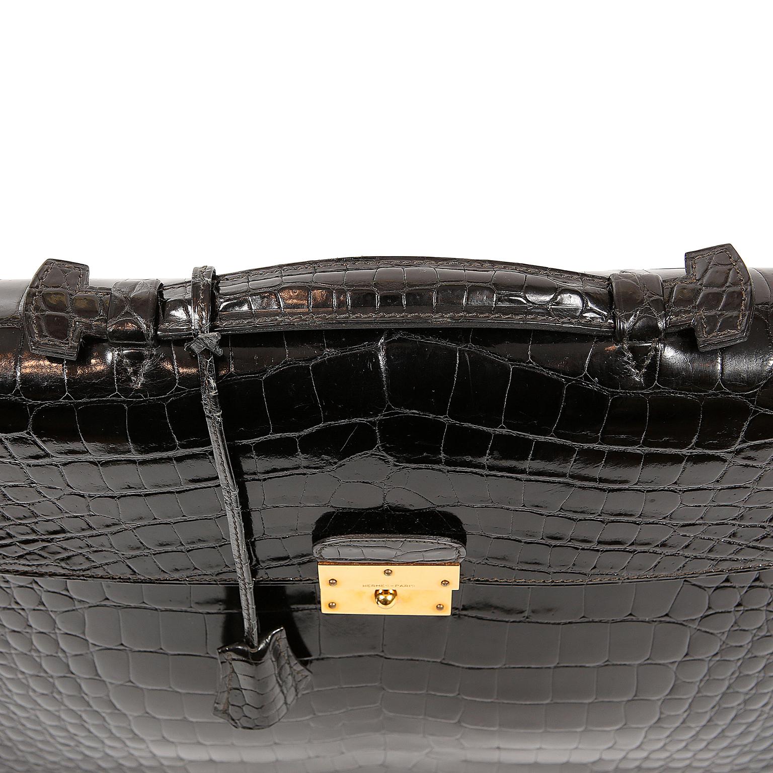 Hermes Black Porosus Crocodile Briefcase 6