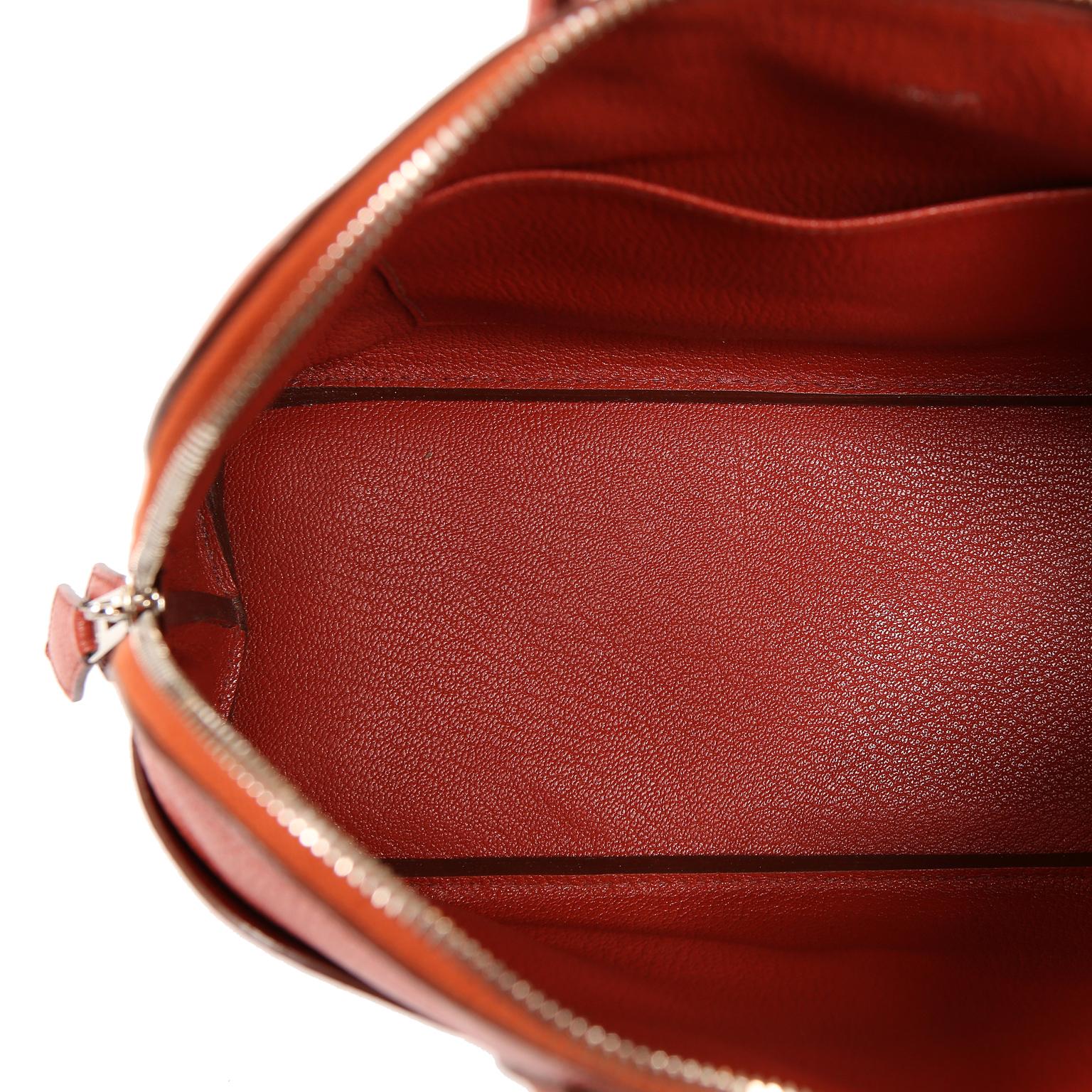 Orange Hermes Coq de Roche Chevre Web Bolide 1923 Bag- 30 cm