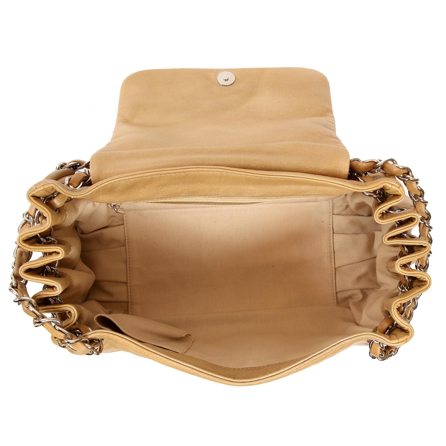 Chanel Beige Leather Accordion Flap Bag 8