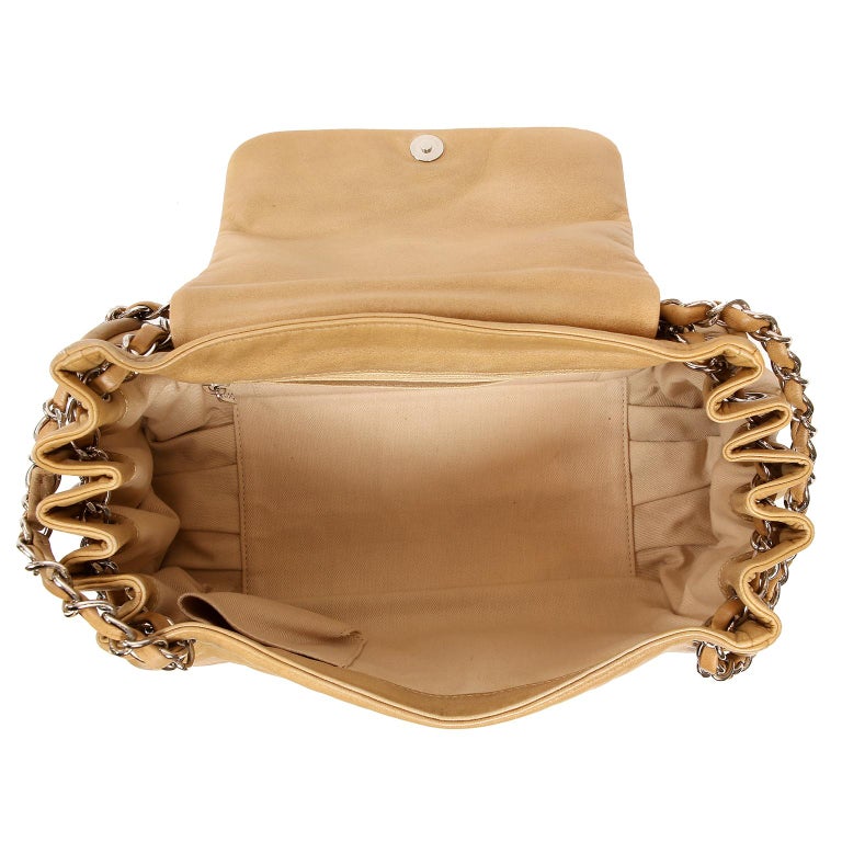 Chanel Beige Leather Accordion Flap Bag at 1stDibs