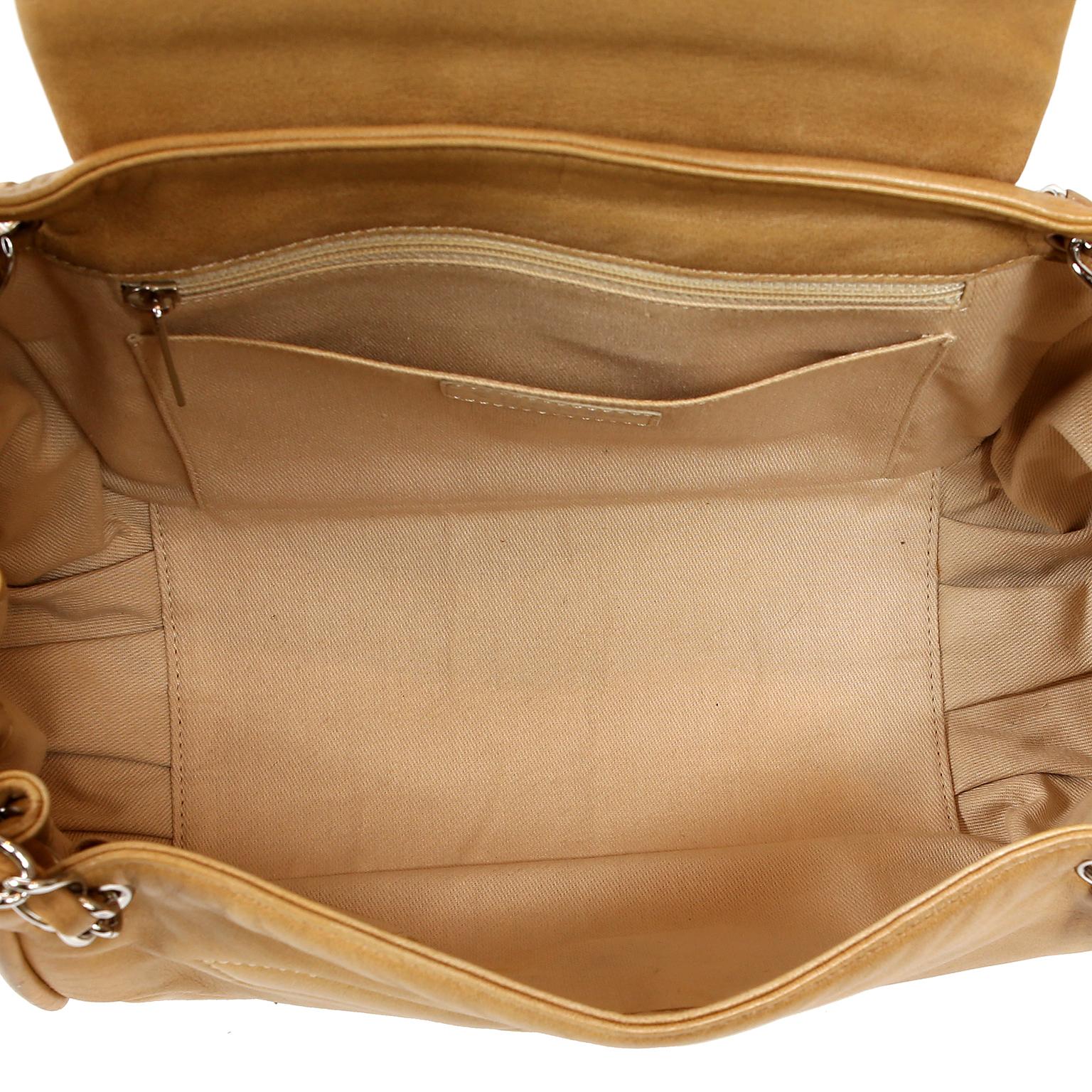 Chanel Beige Leather Accordion Flap Bag 9