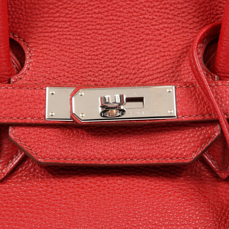 Hermes Rouge VIF Togo 35 cm Birkin Bag with PHW For Sale at 1stdibs