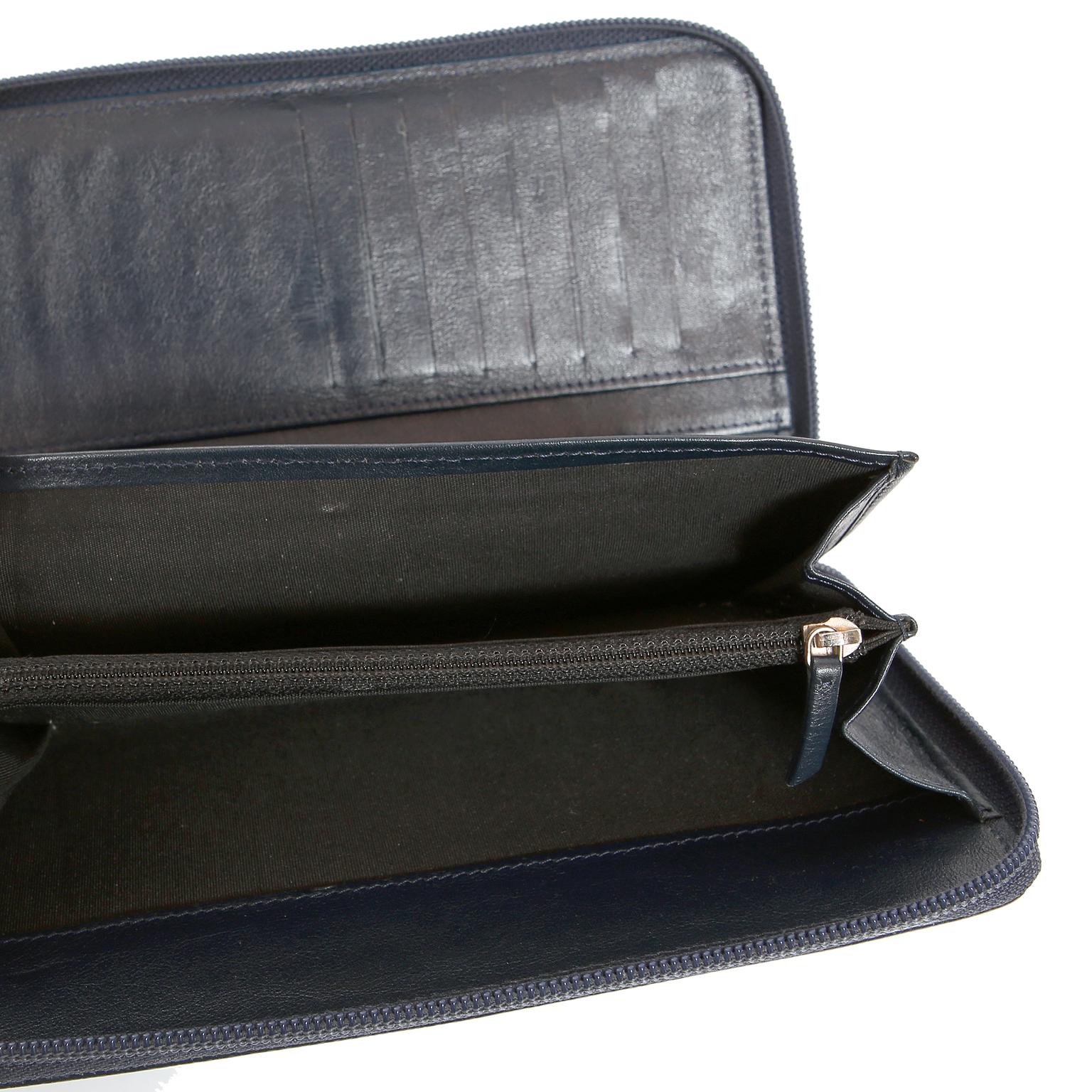 Chanel Navy Caviar Leather XL Zip Wallet 7