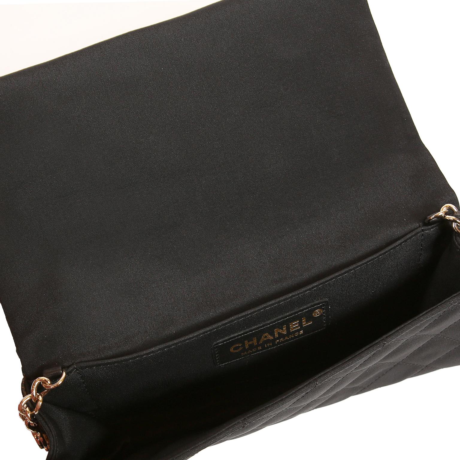 Chanel Black Fabric Crystal Embellished Evening Bag 3