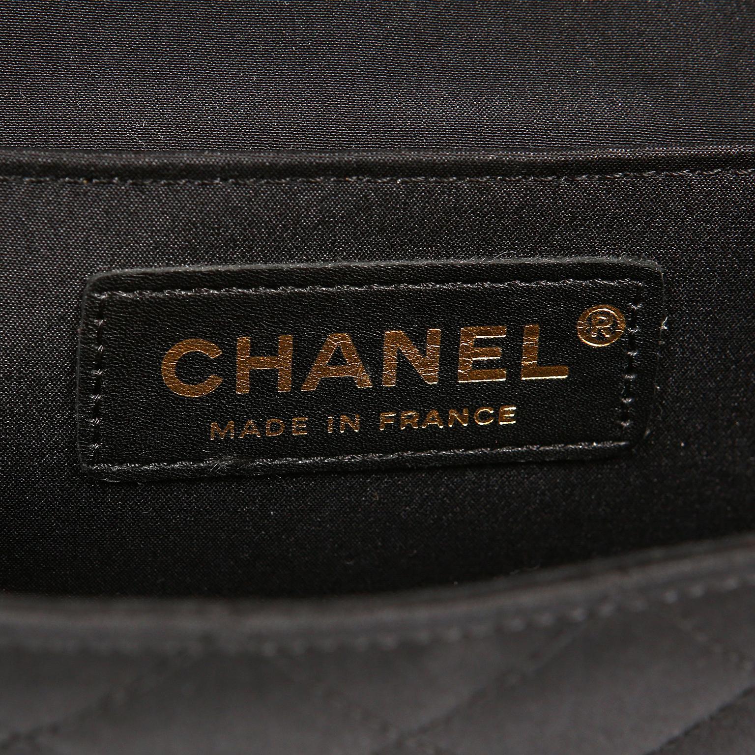 Chanel Black Fabric Crystal Embellished Evening Bag 4