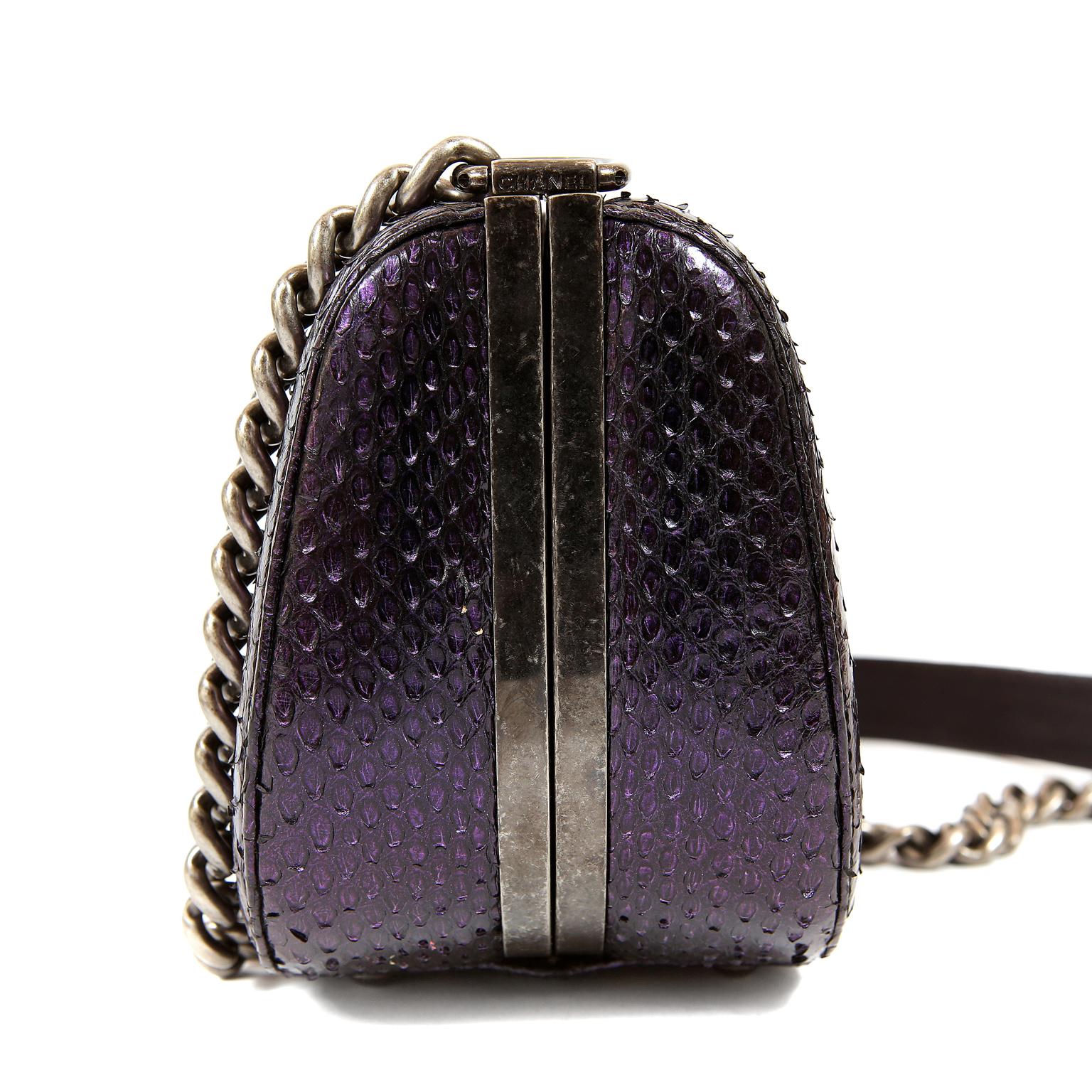 Black Chanel Purple Python Crossbody Bag