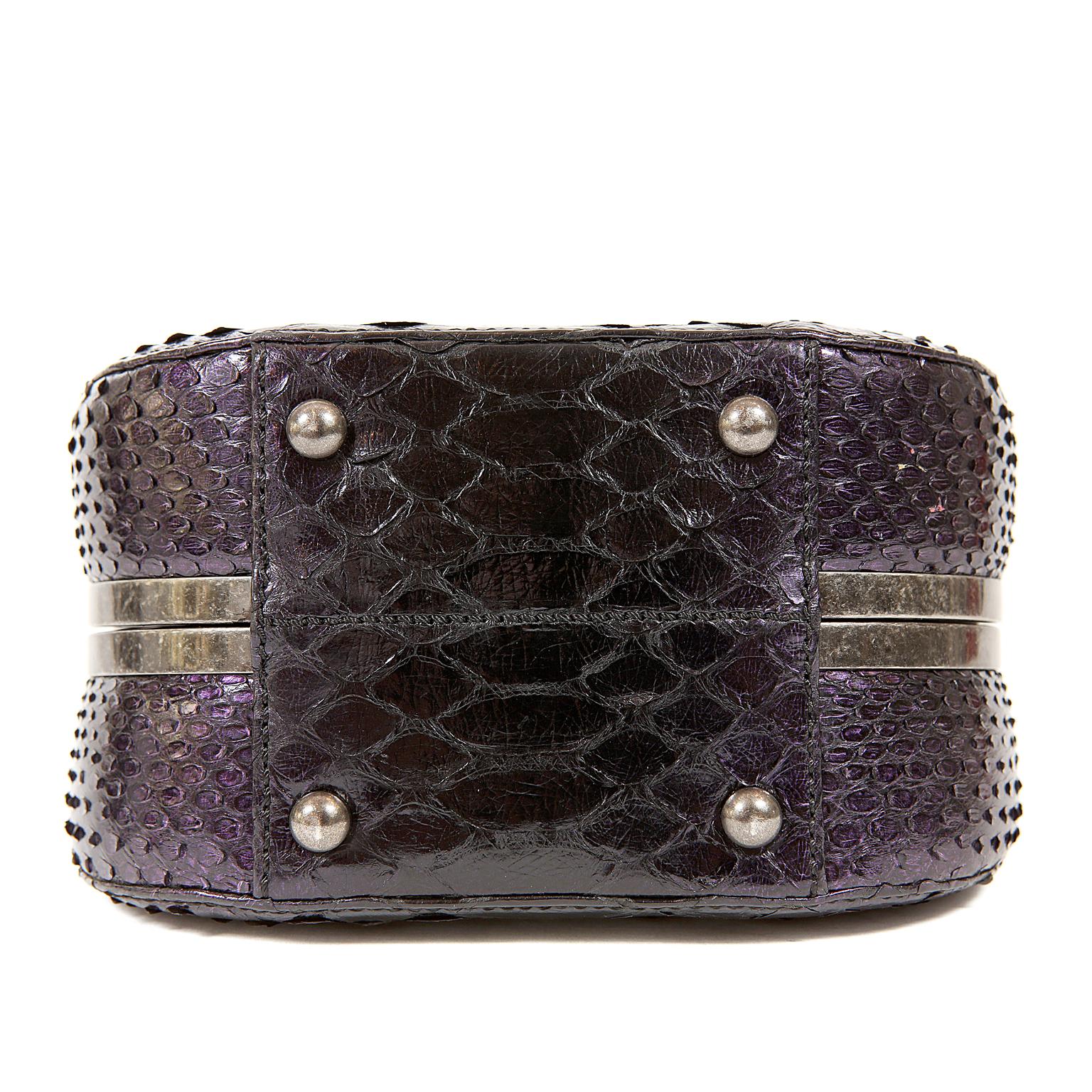 Chanel Purple Python Crossbody Bag In Excellent Condition In Palm Beach, FL