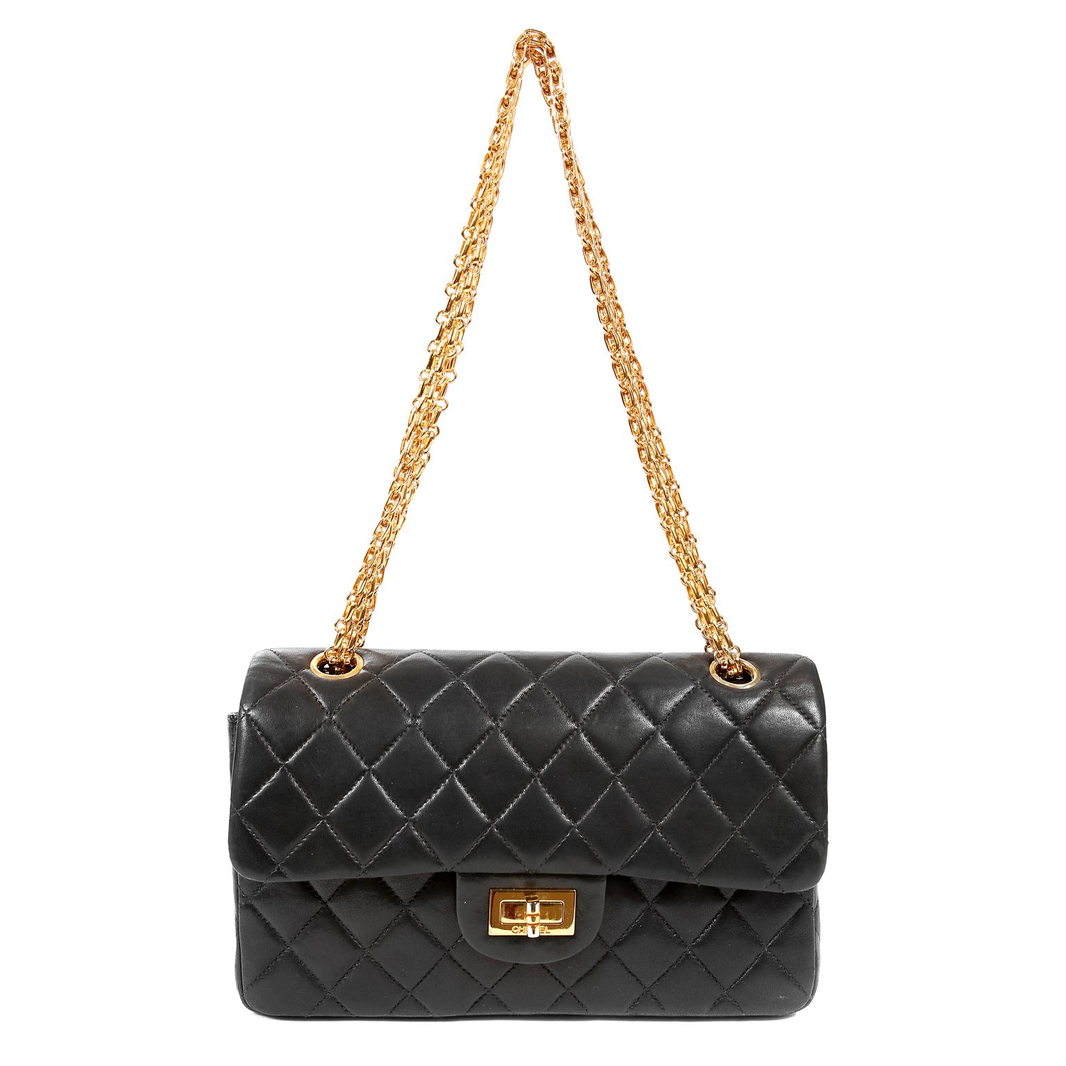 Chanel Black Lambskin 2.55 Reissue Medium Flap Bag with Gold Hardware 7