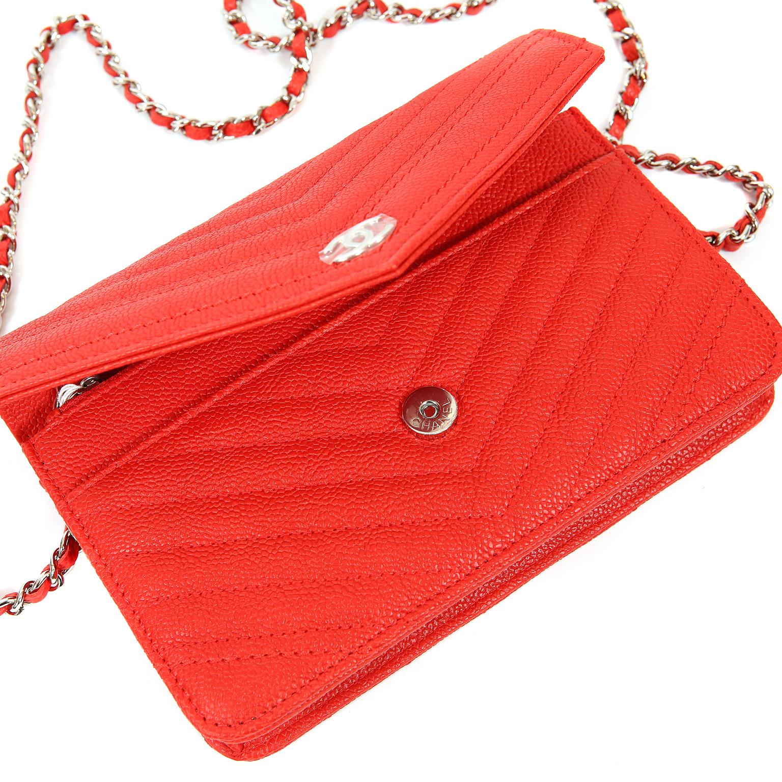 Chanel Red Caviar WOC Wallet on a Chain 2