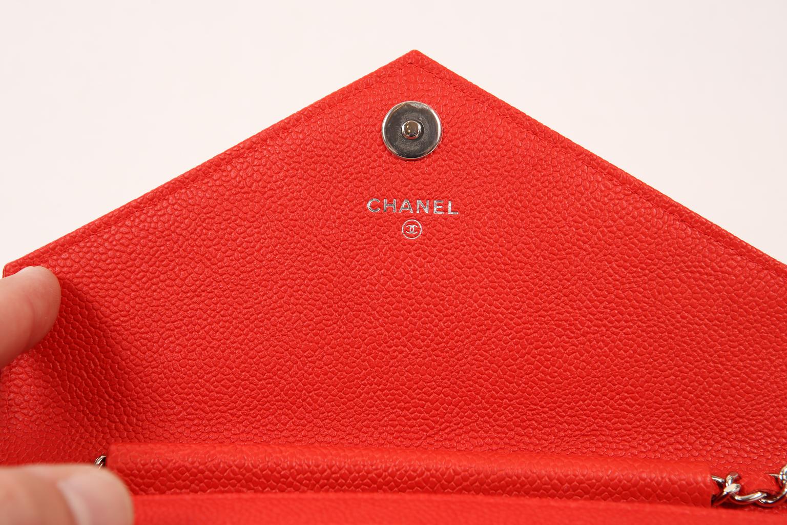 Chanel Red Caviar WOC Wallet on a Chain 5
