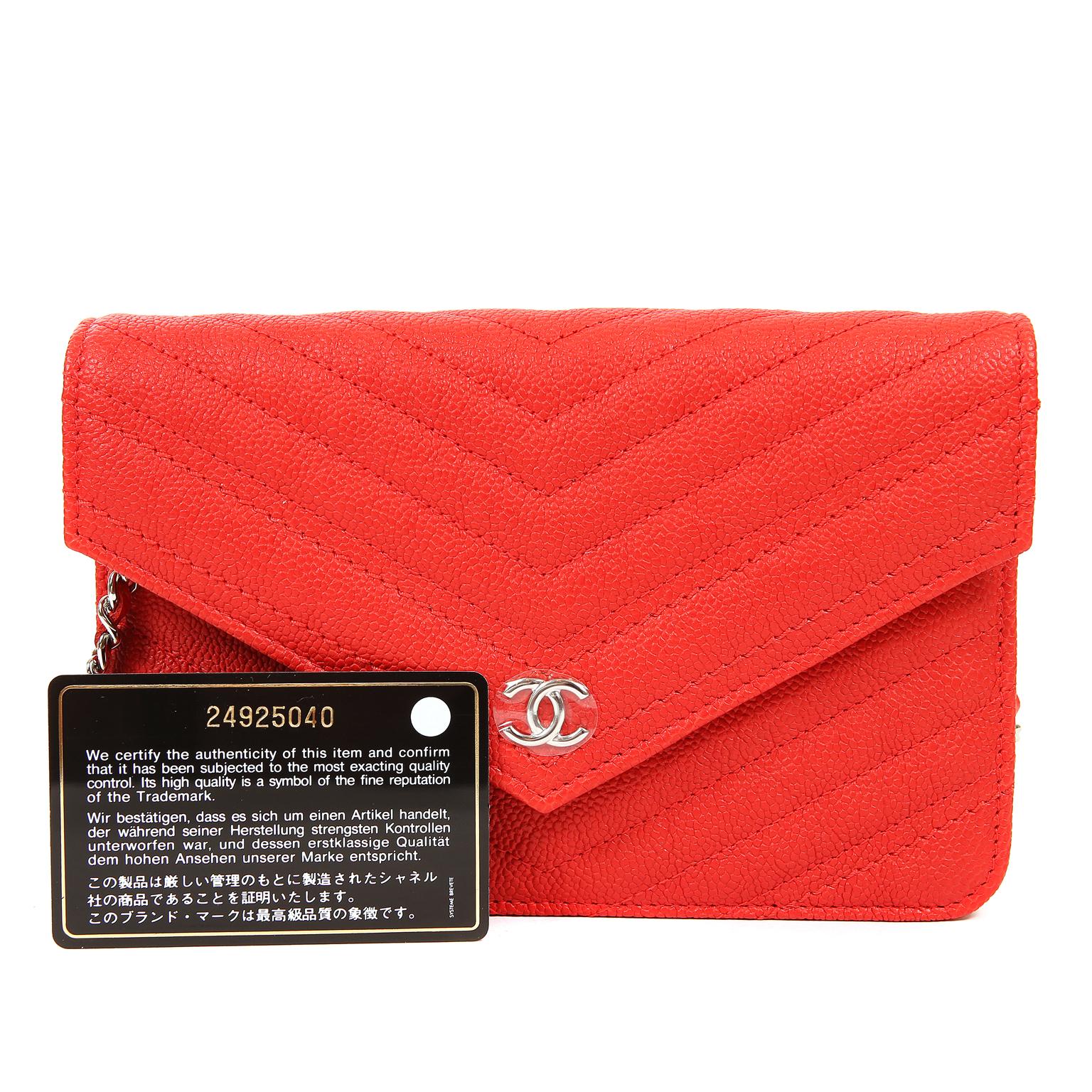 Chanel Red Caviar WOC Wallet on a Chain 9