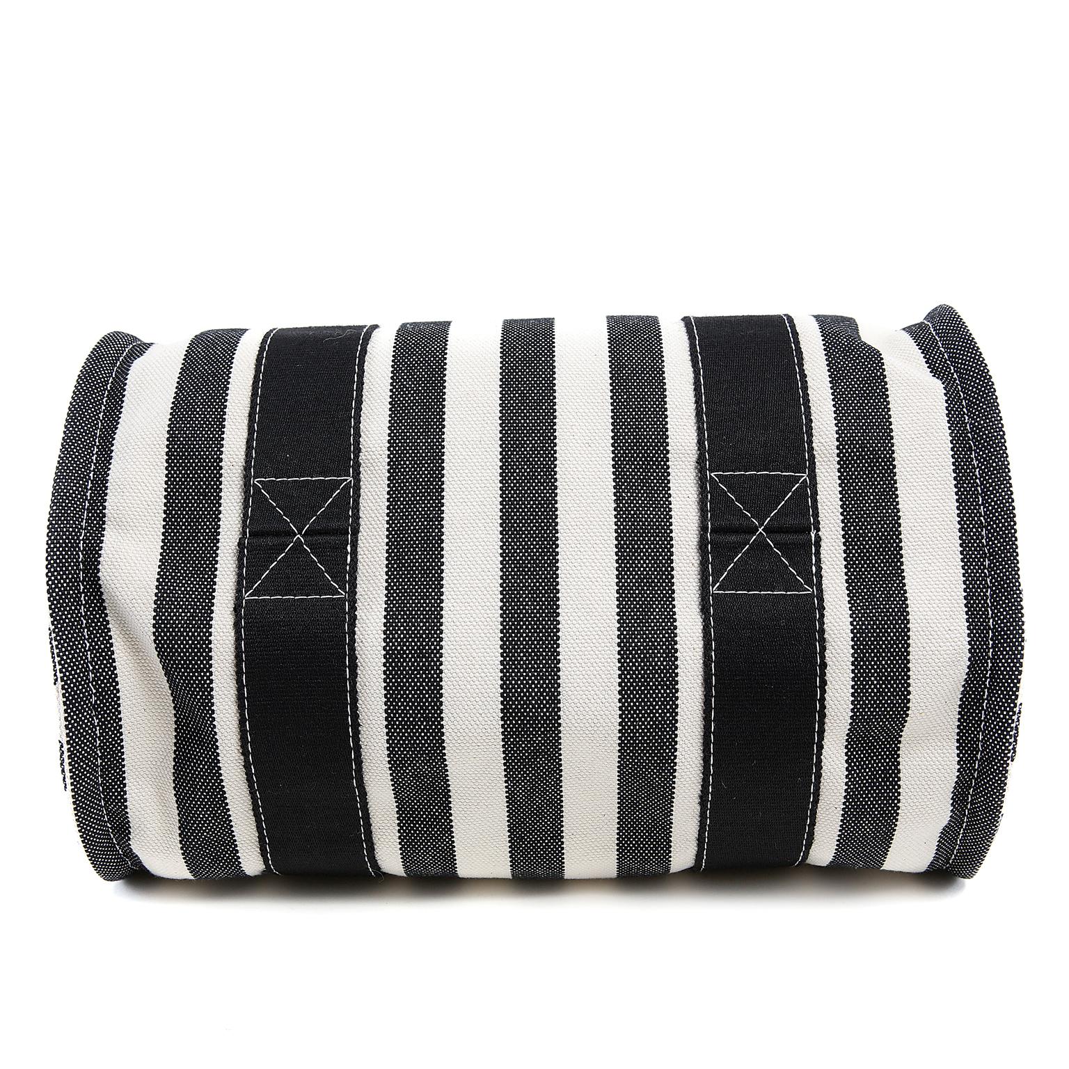 black and white striped handbag