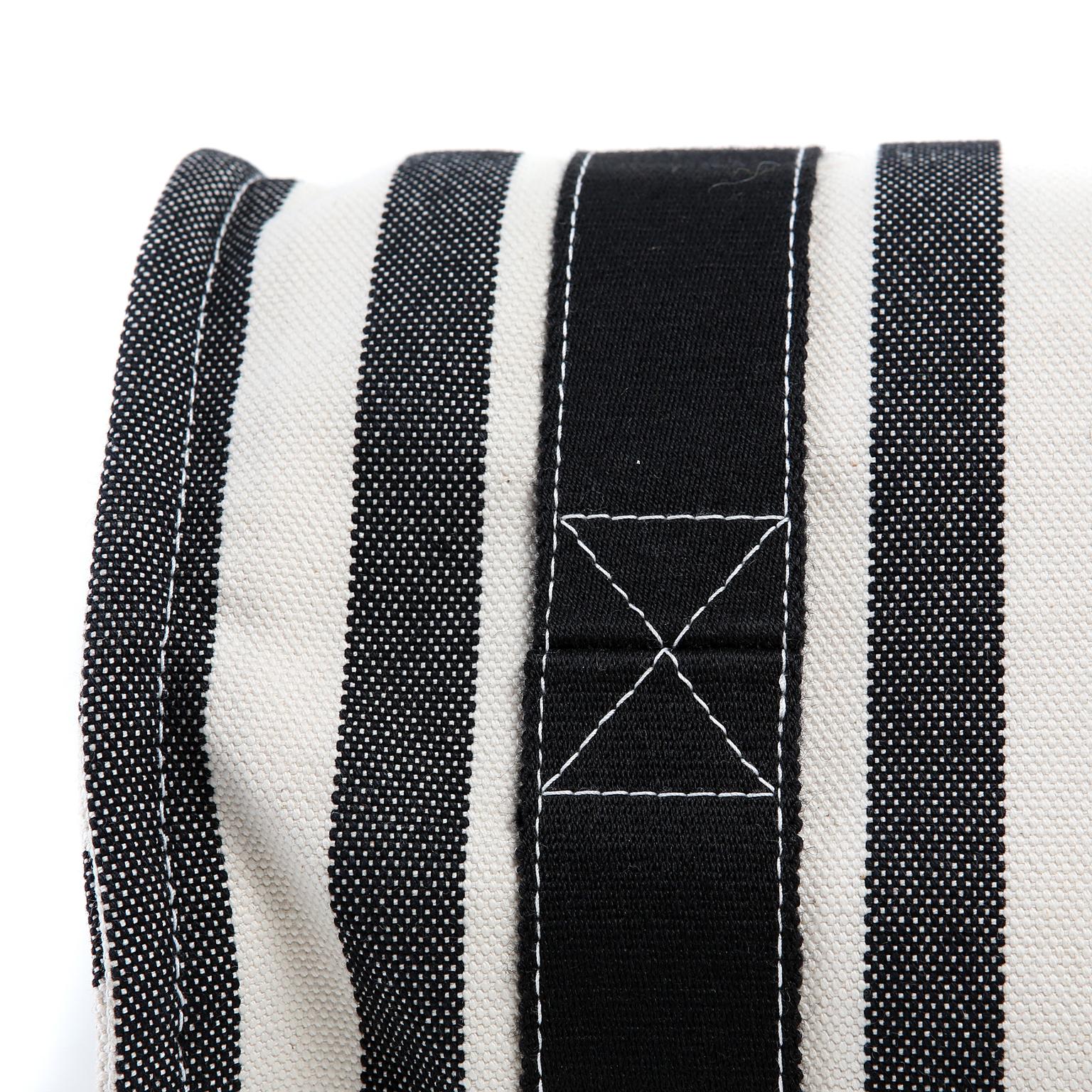 Women's or Men's Hermes Black and White Striped Canvas Tote with pochette For Sale