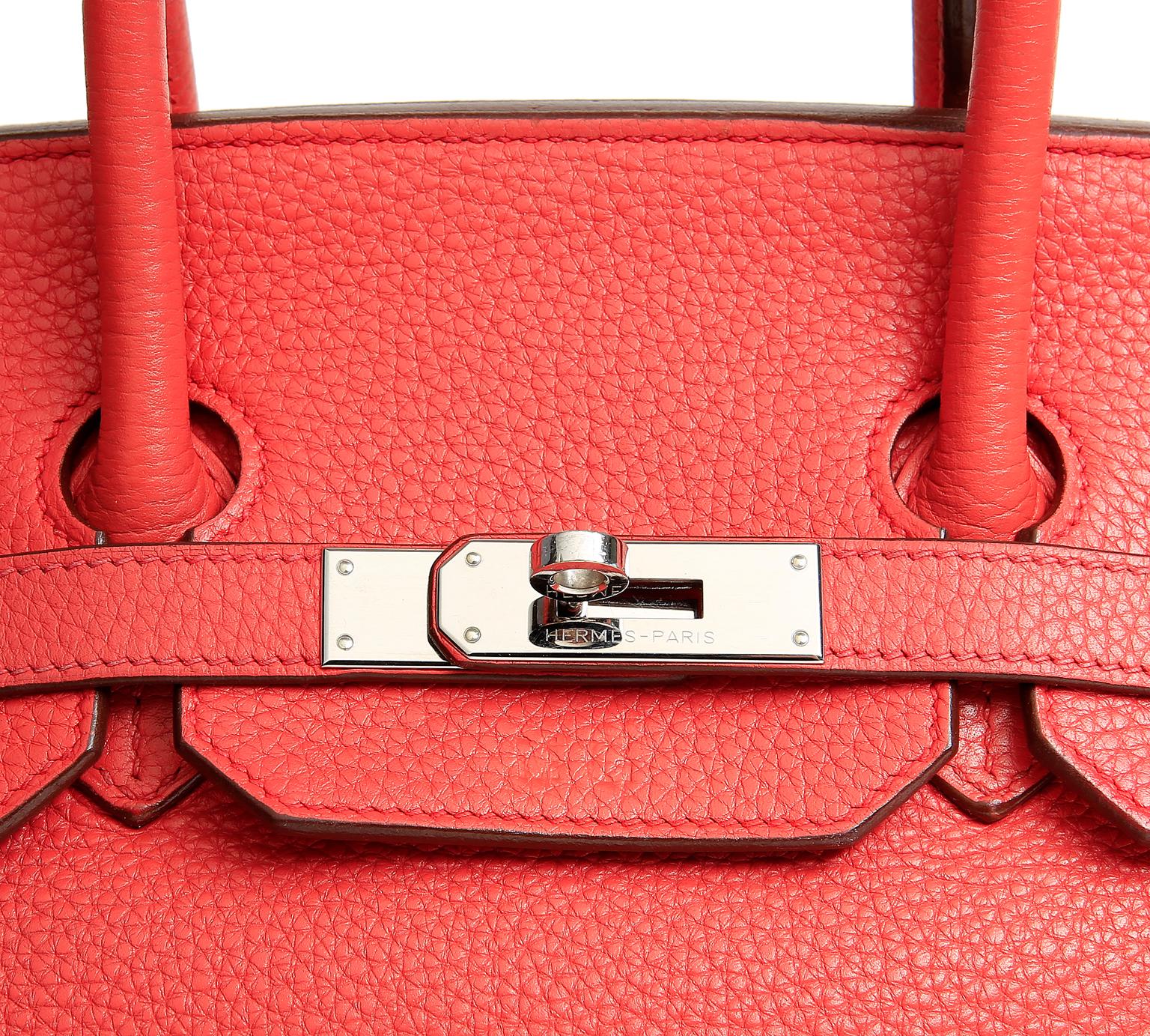 Hermes Bougainvillea Clemence 35 cm Birkin- Red color In Excellent Condition In Palm Beach, FL