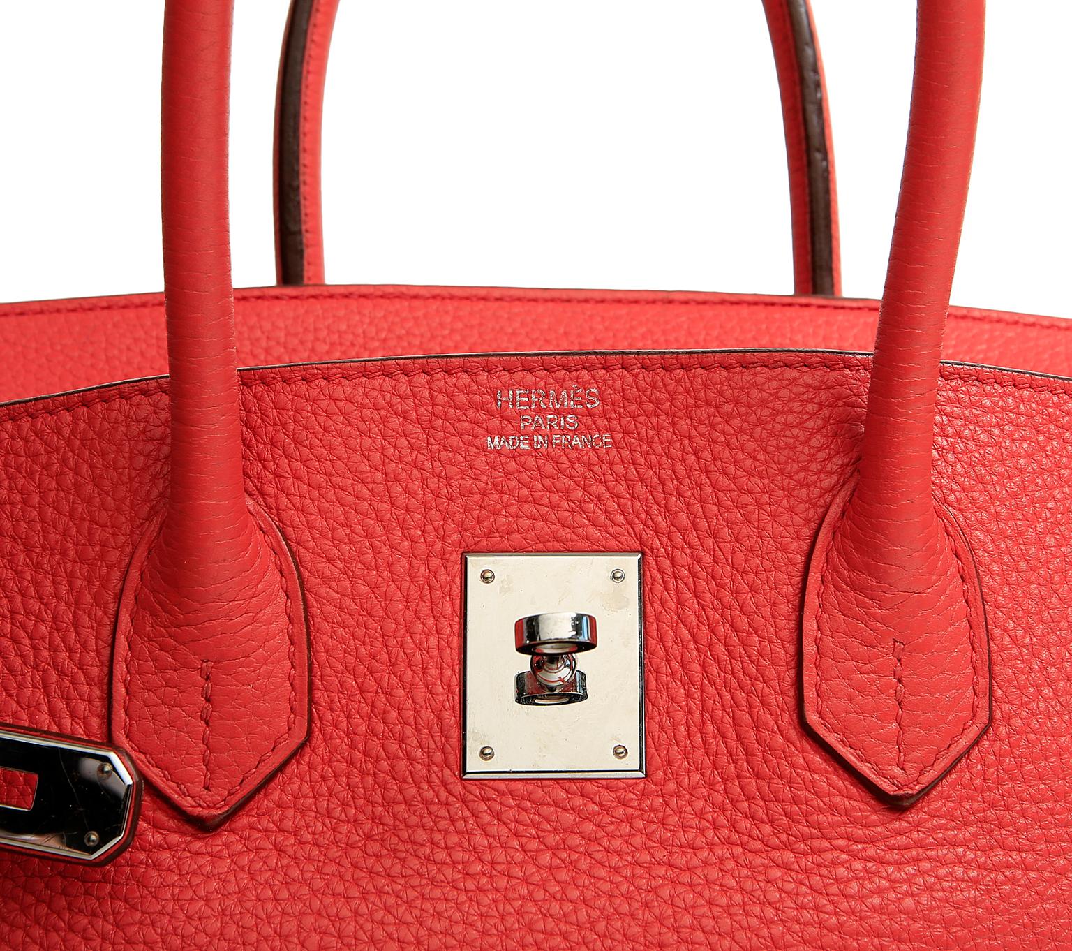 Women's Hermes Bougainvillea Clemence 35 cm Birkin- Red color