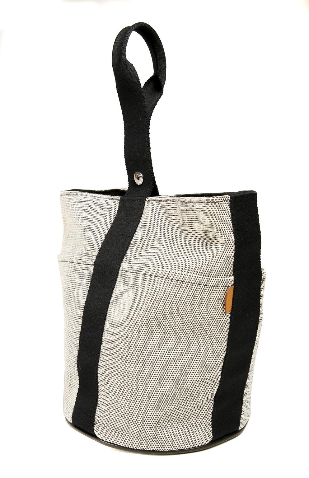 Gray Hermes Toile Canvas Saxo MM Unisex Bag