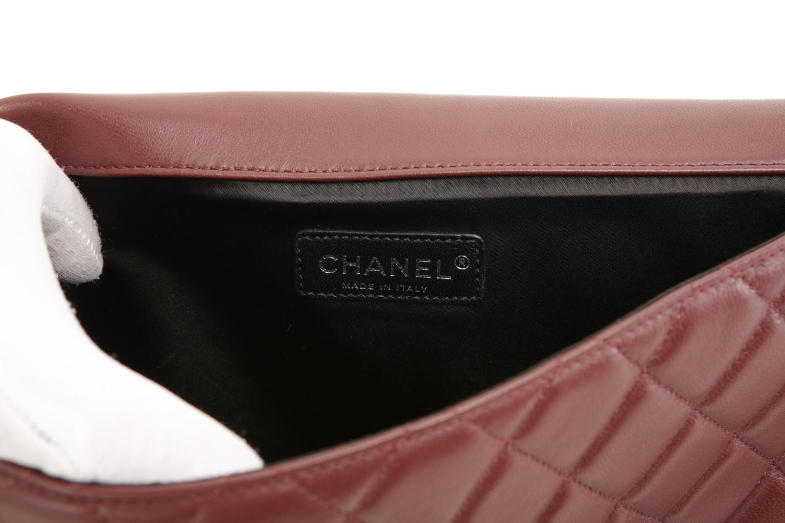 Chanel Bordeaux Leather XL Clutch 1