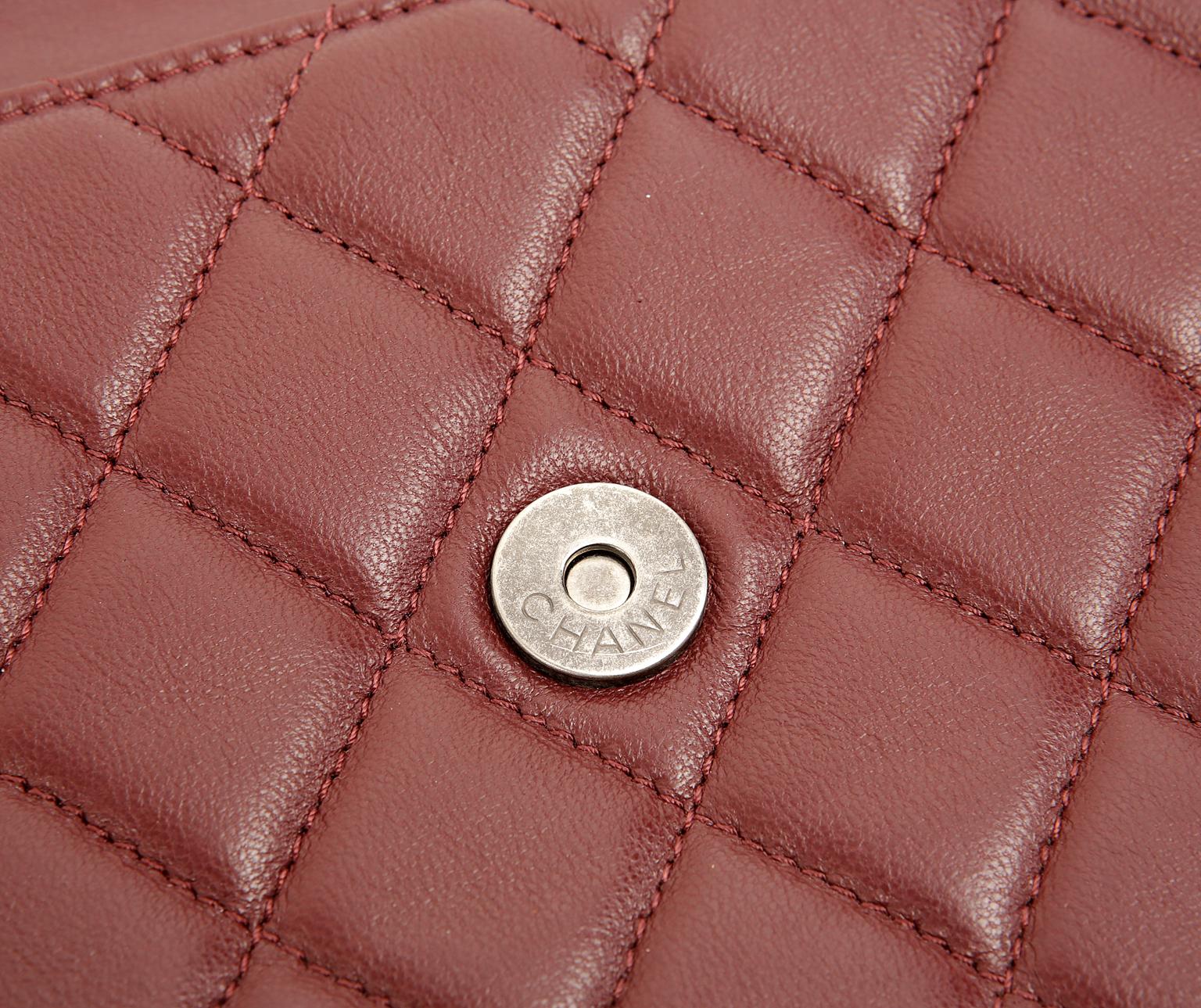 Chanel Bordeaux Leather XL Clutch 4