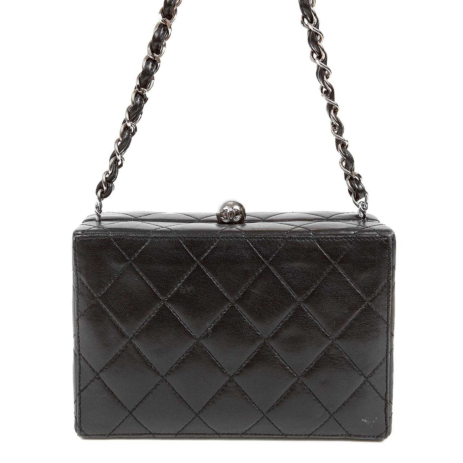 Chanel Black Quilted Leather Mini Box Bag 4