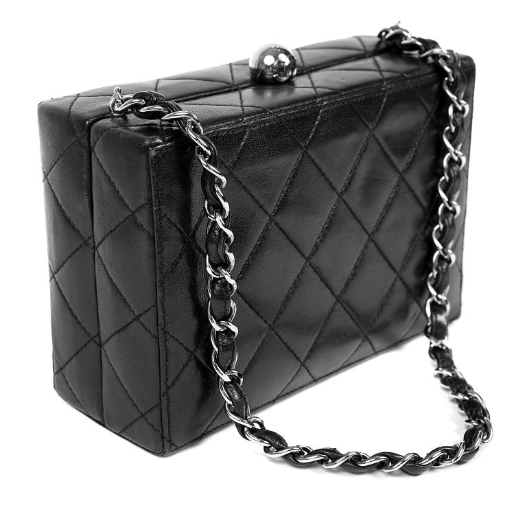Chanel Black Quilted Leather Mini Box Bag For Sale at 1stdibs