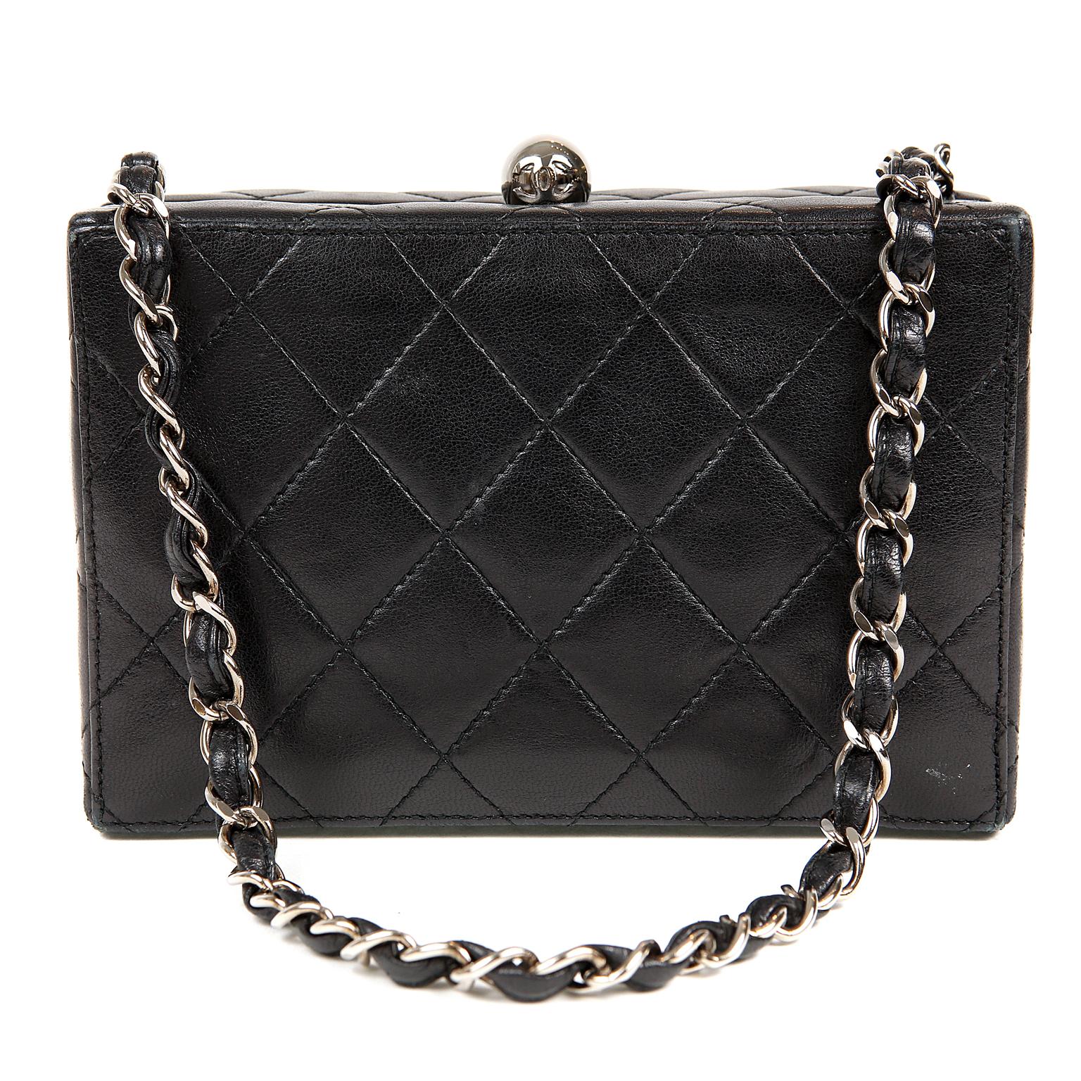 Chanel Black Quilted Leather Mini Box Bag 5