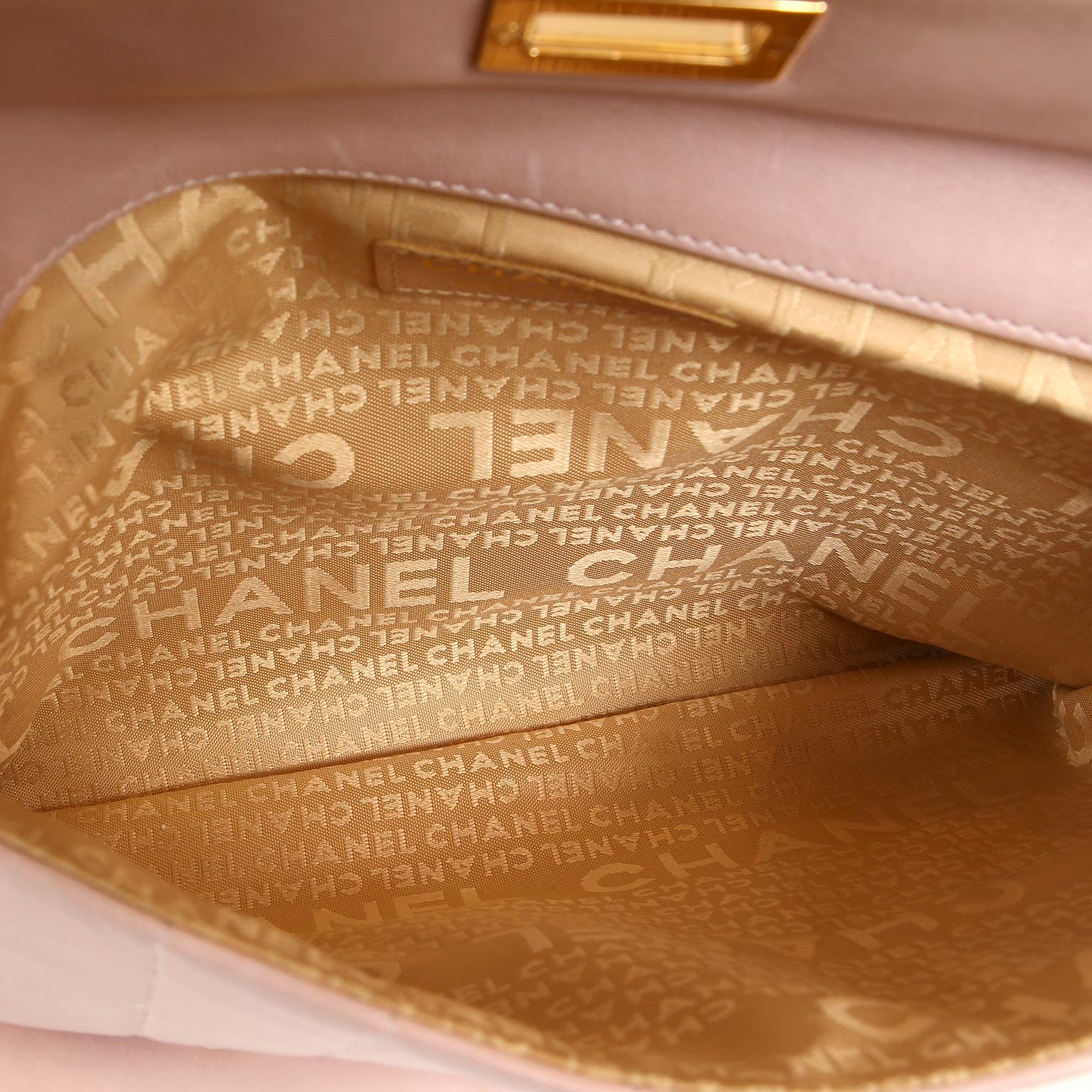Chanel Pink and Brown Lambskin Clutch with Handle 2