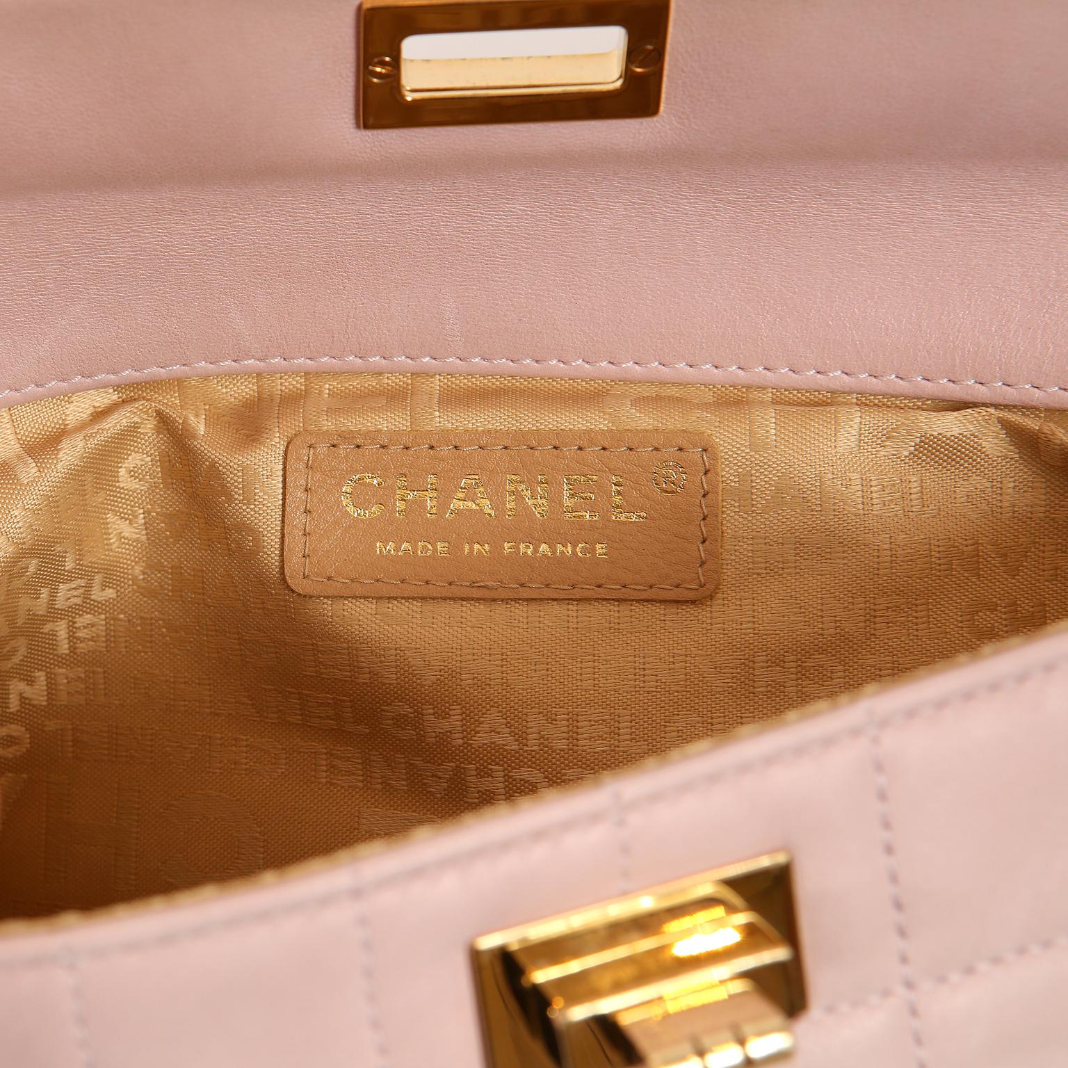 Chanel Pink and Brown Lambskin Clutch with Handle 4
