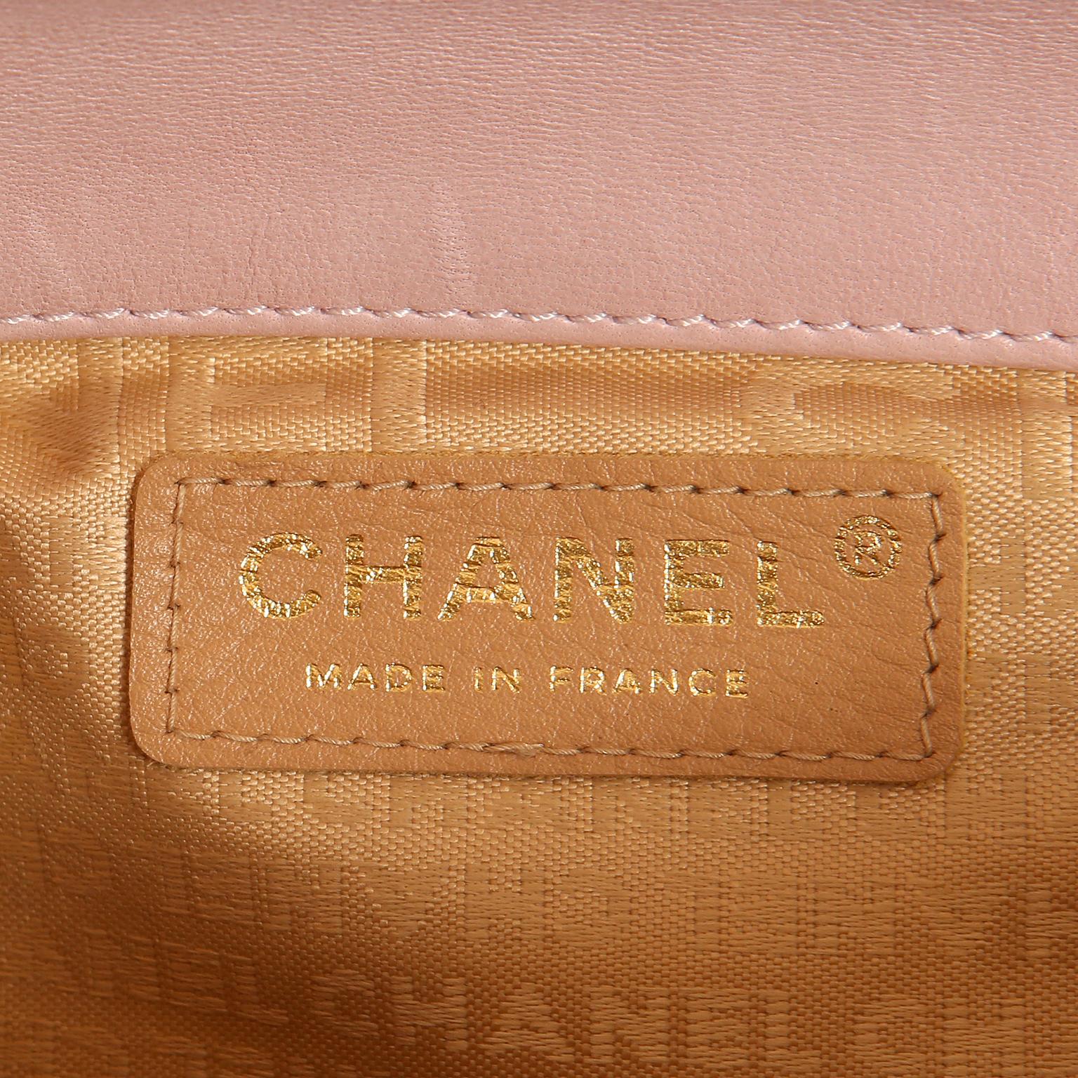 Chanel Pink and Brown Lambskin Clutch with Handle 5