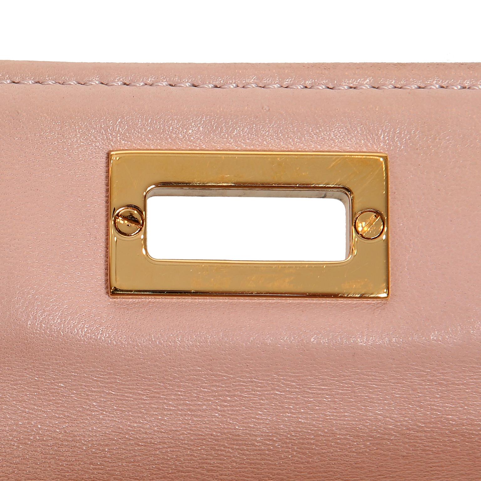 Chanel Pink and Brown Lambskin Clutch with Handle 6