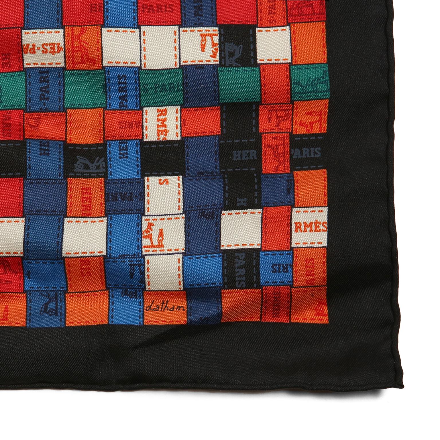 Black Hermes Red Bolduc au Carre 90 cm Silk Scarf