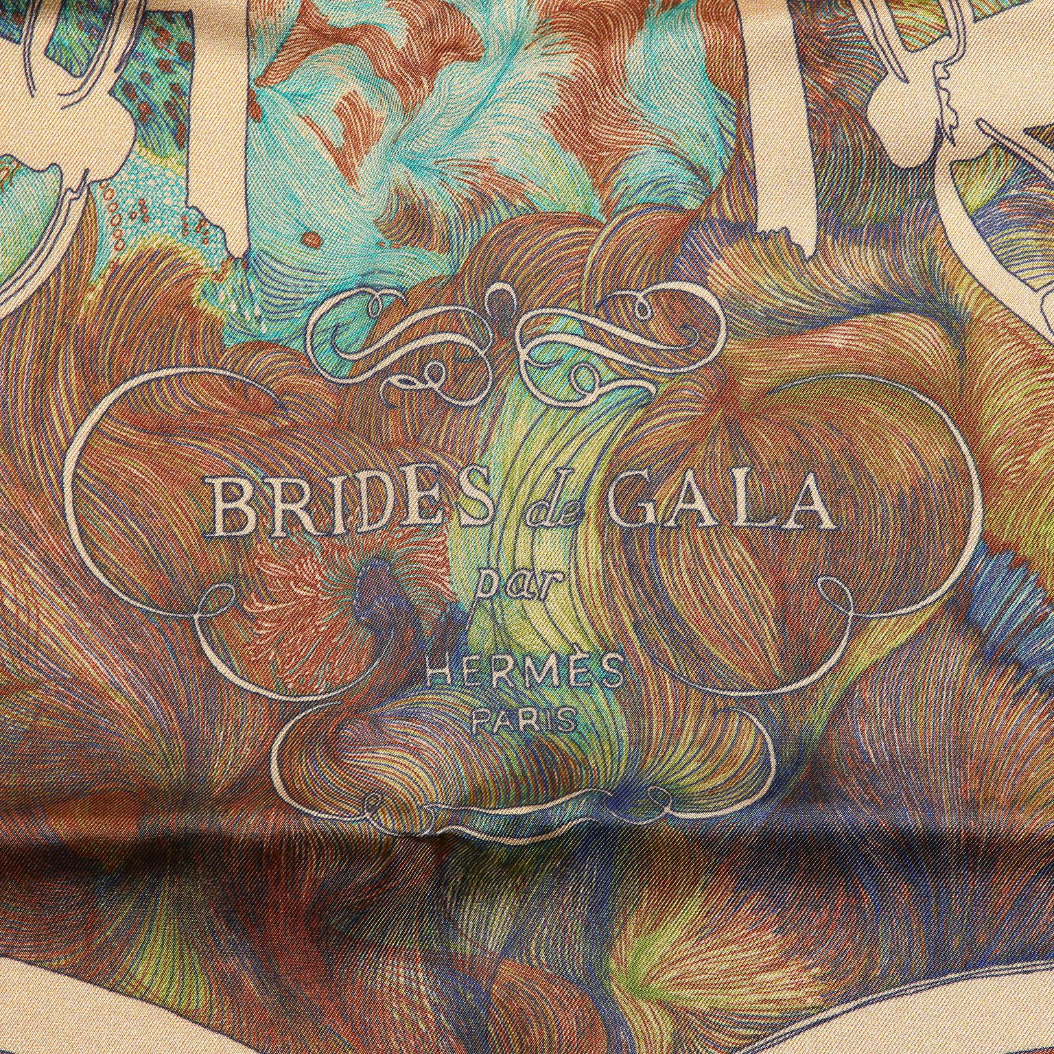 Brown Hermes Brides de Gala en Finesse 90 cm Silk Scarf
